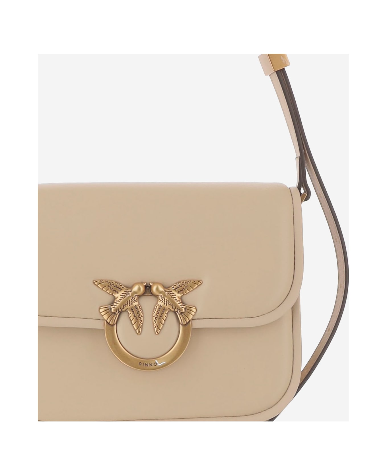 Pinko Love Box Shoulder Bag - Beige