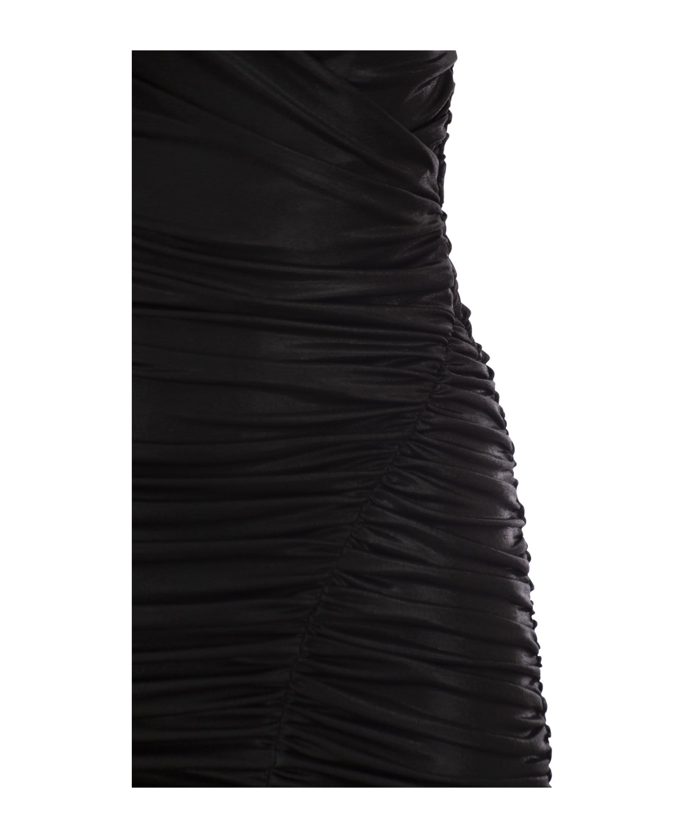 Elisabetta Franchi Draped Metallic Jersey Minidress Elisabetta Franchi - BLACK