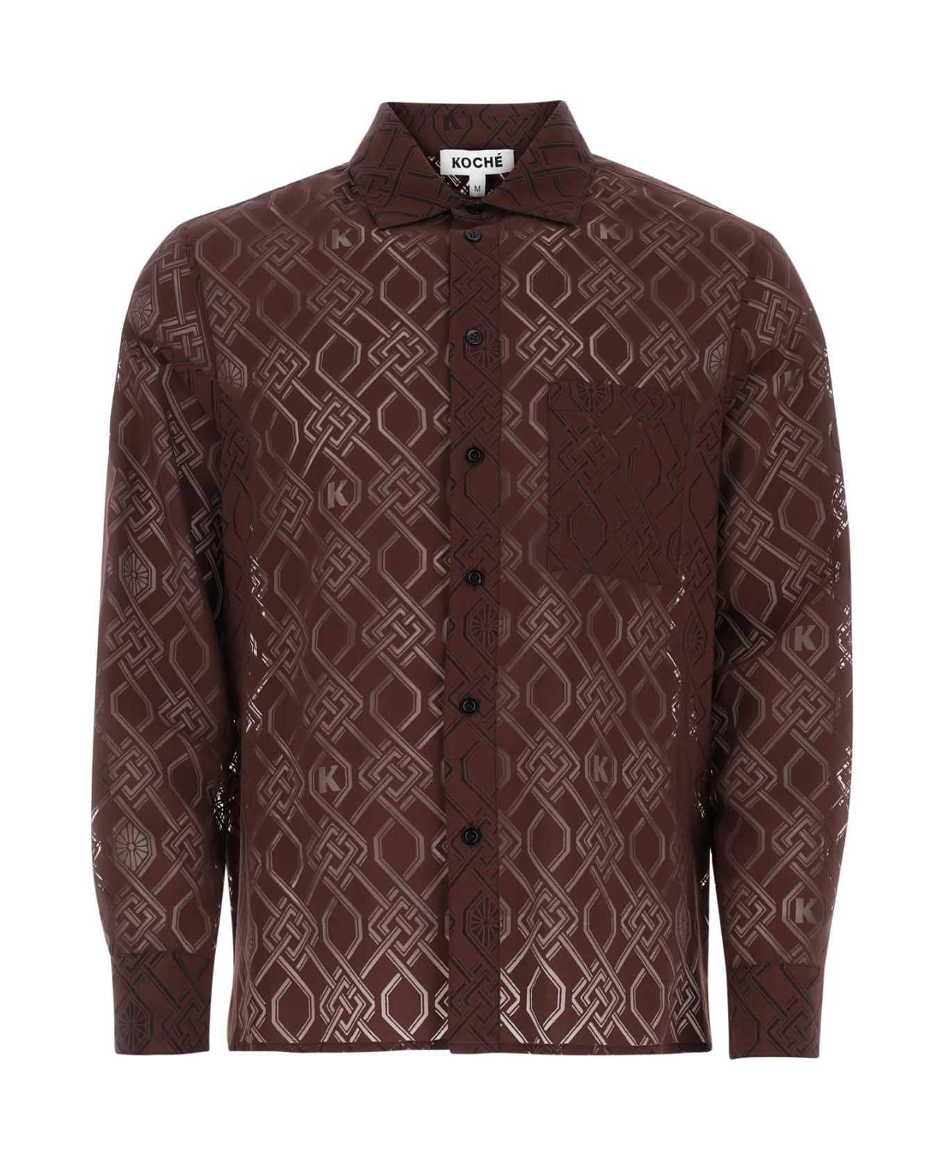 Koché Embroidered Viscose Blend Shirt - Brown