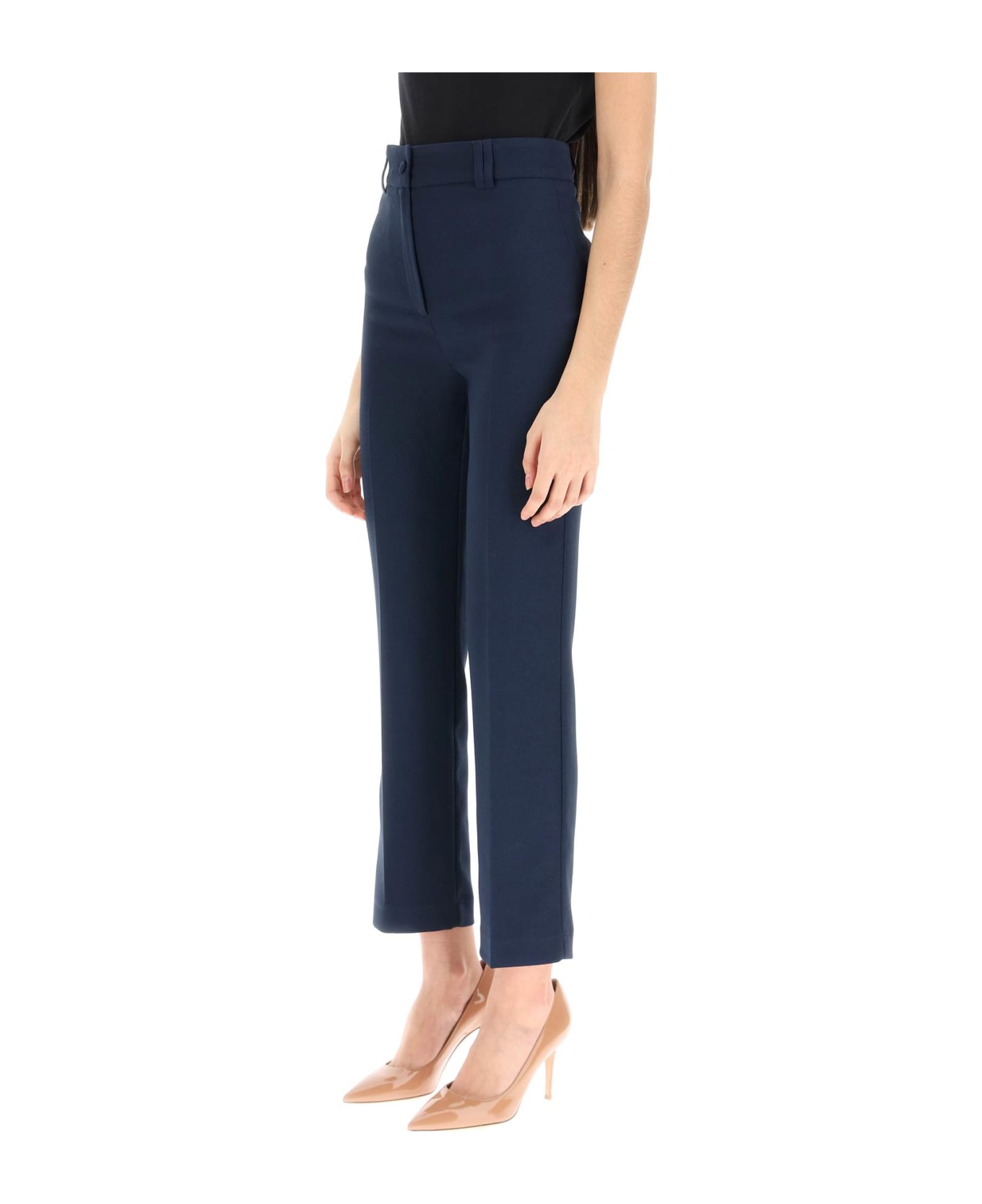 Hebe Studio 'loulou' Cady Trousers - NAVY (Blue) ボトムス