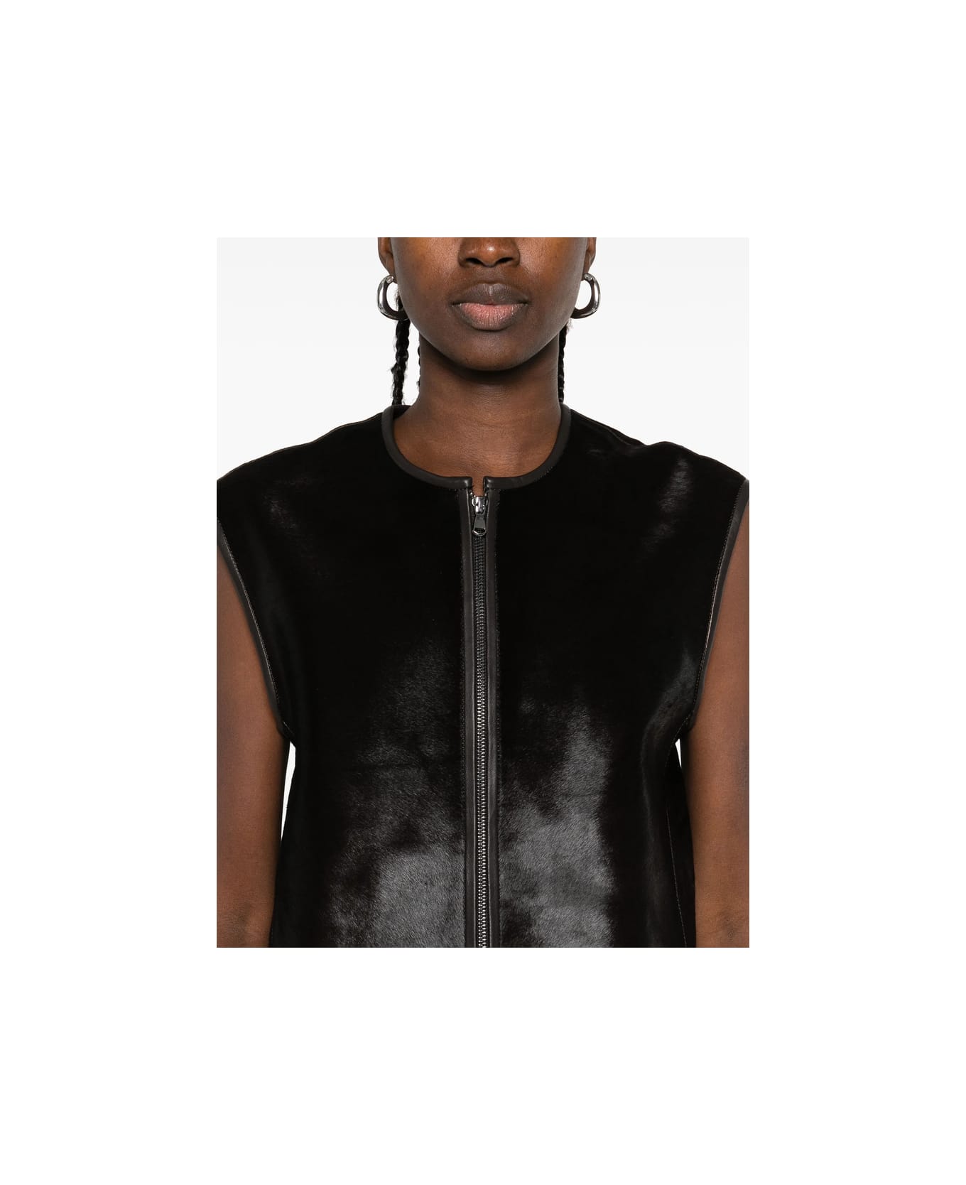 Loulou Studio Leather Waistcoat - BROWN