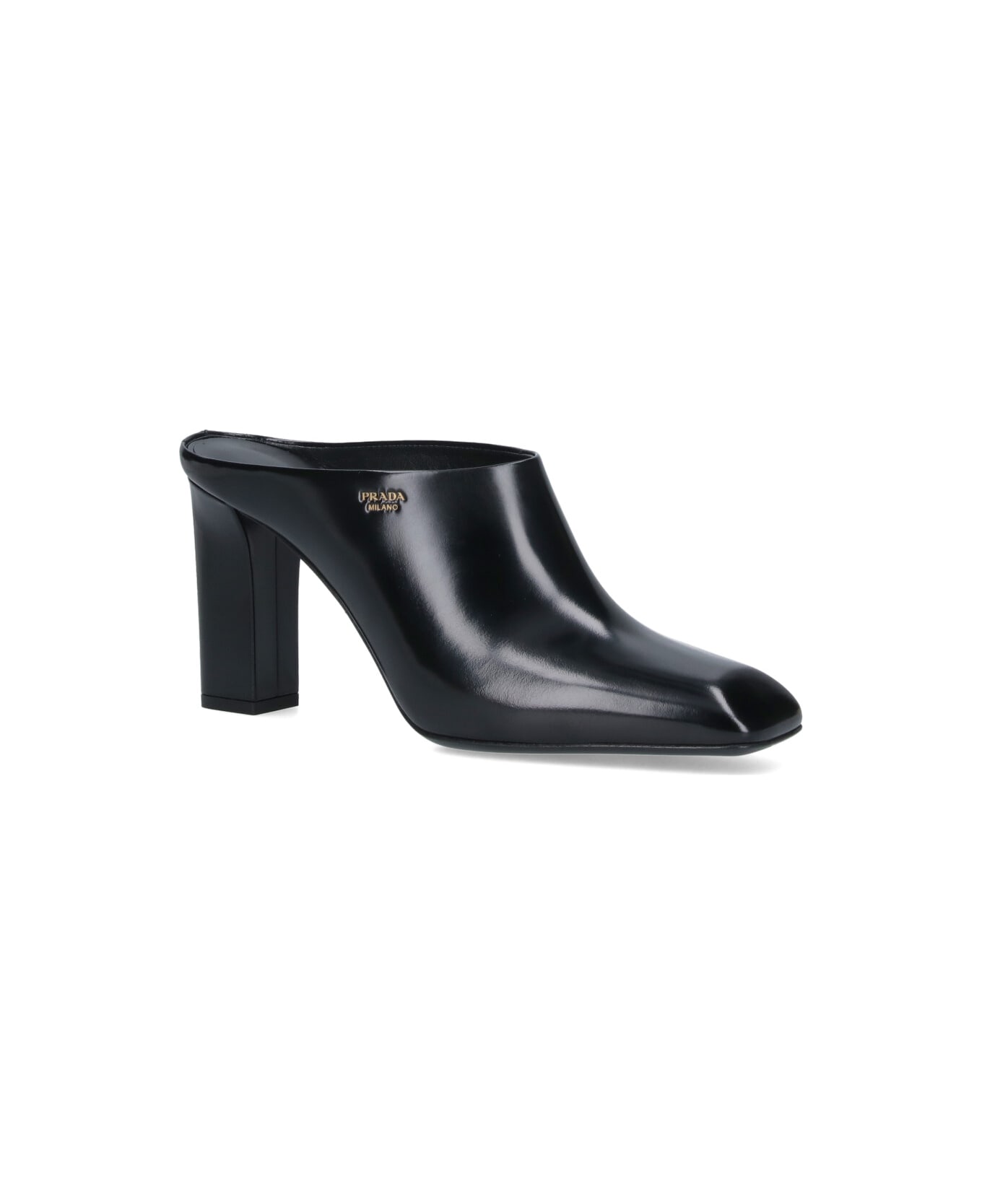 Prada Logo Sabots - Black  