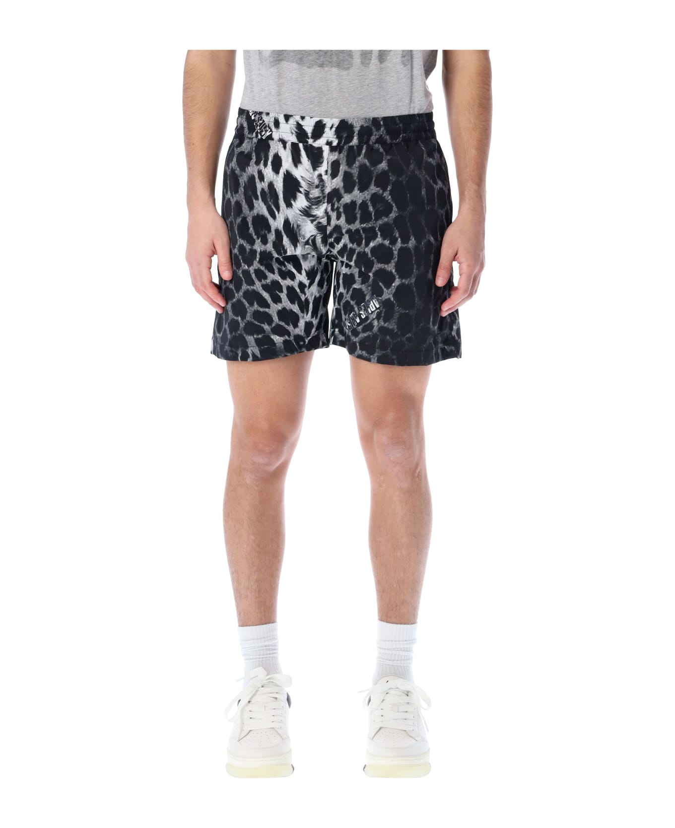 Aries Leopard Board Short - BLACK WHITE
