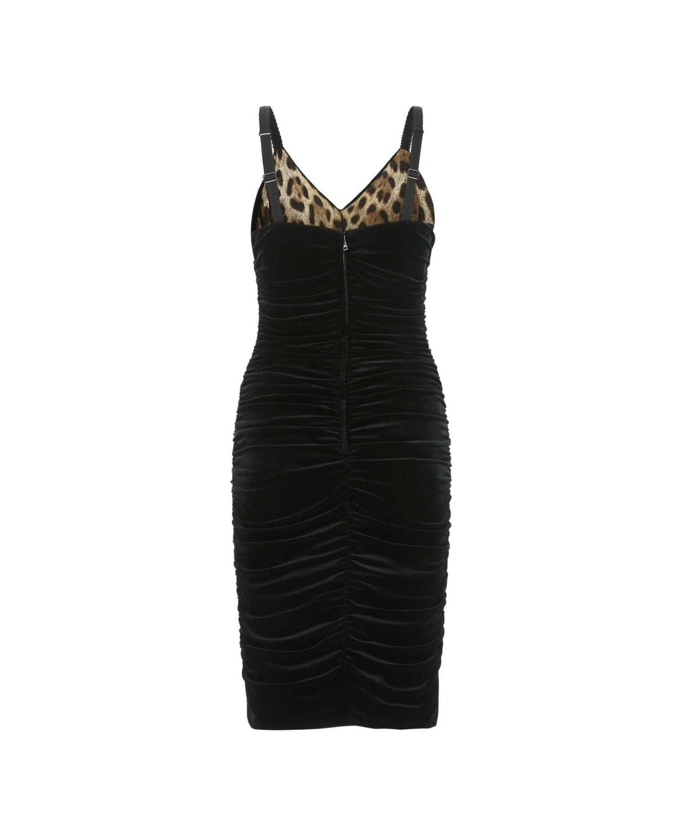 Dolce & Gabbana Velvet-effect V-neck Mini Dress - Nero