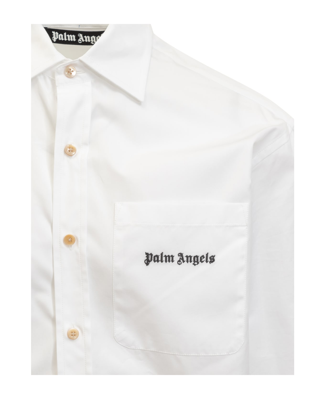 Palm Angels White Cotton Shirt - WHITE-BLACK シャツ