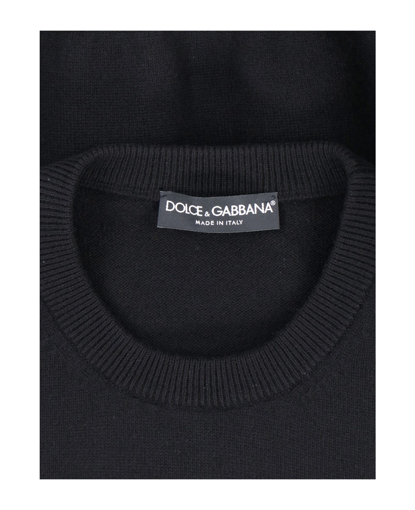 Dolce & Gabbana Logo Plaque Wool Sweater - black