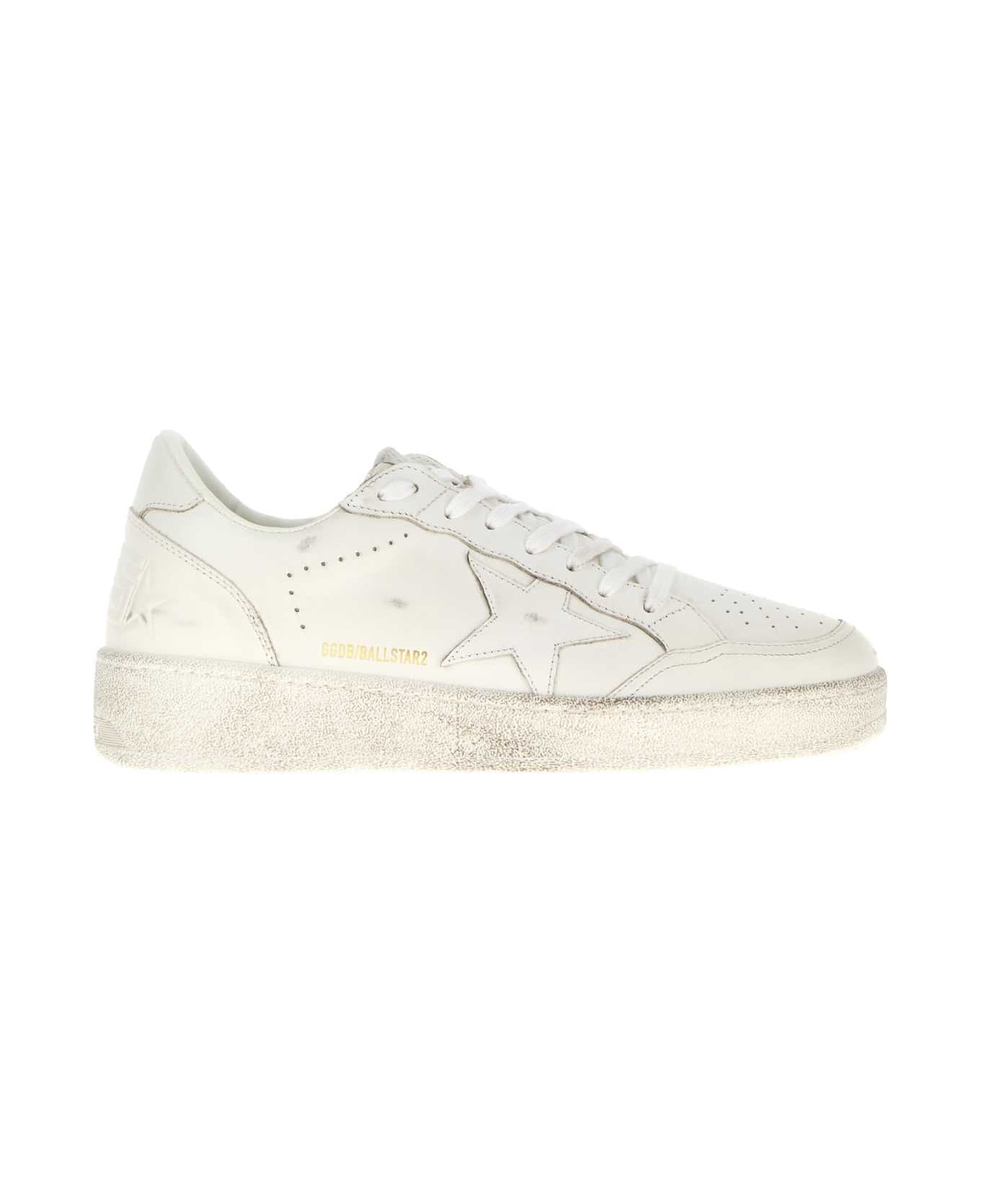 Golden Goose White Leather Ball Star 2 Sneakers - OPTICWHITE