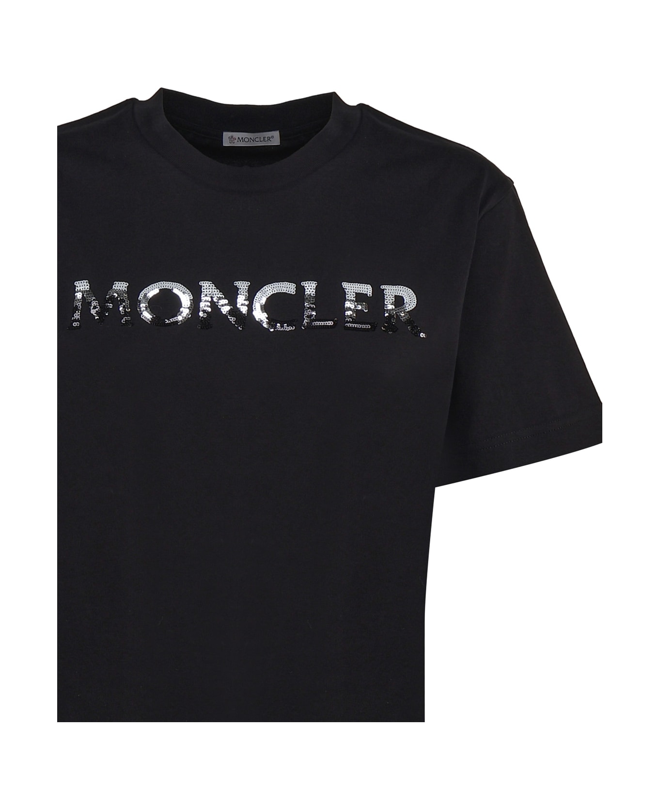 Moncler T-shirt With Sequin Logo - Black