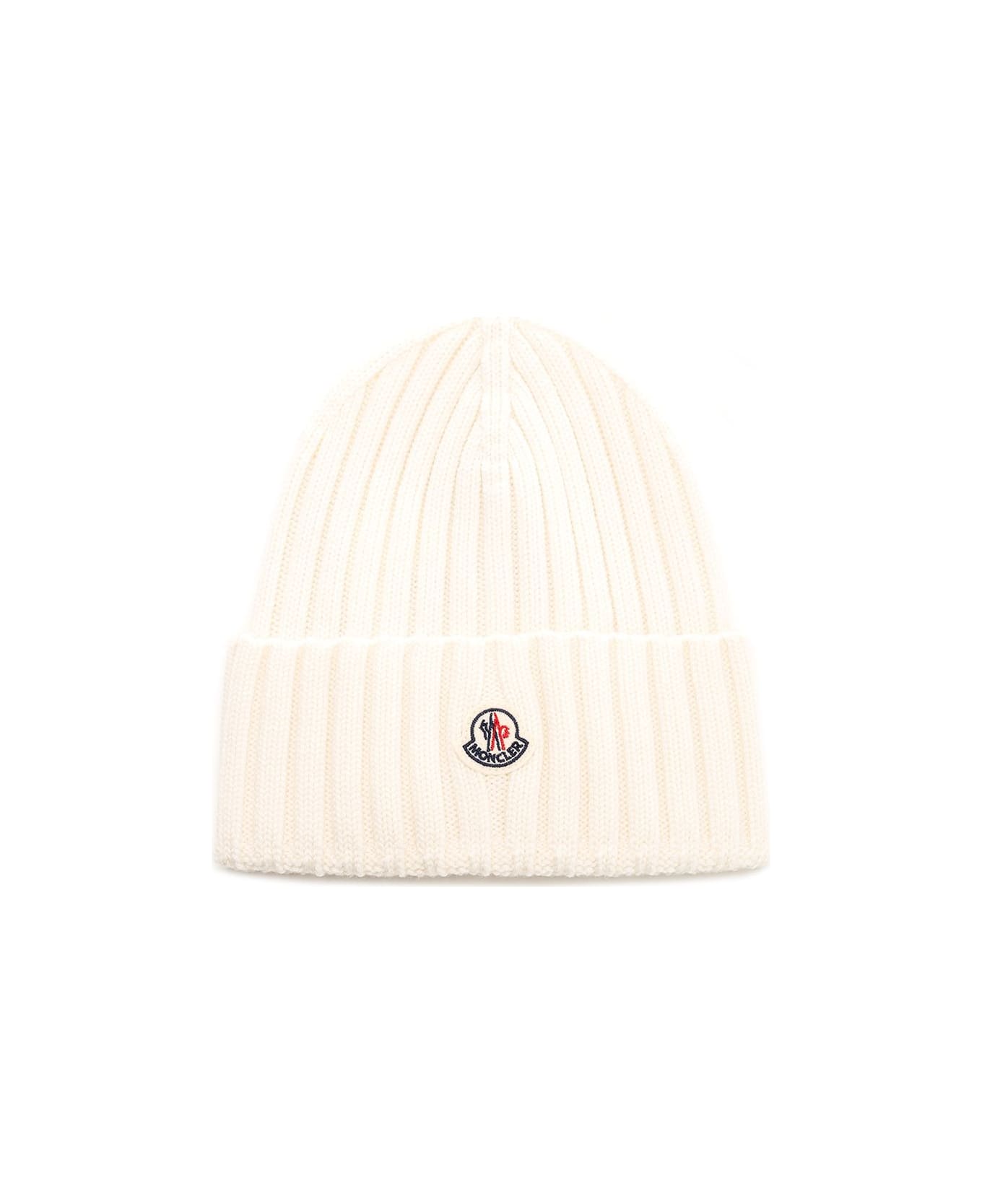 Moncler Virgin Wool Beanie - White