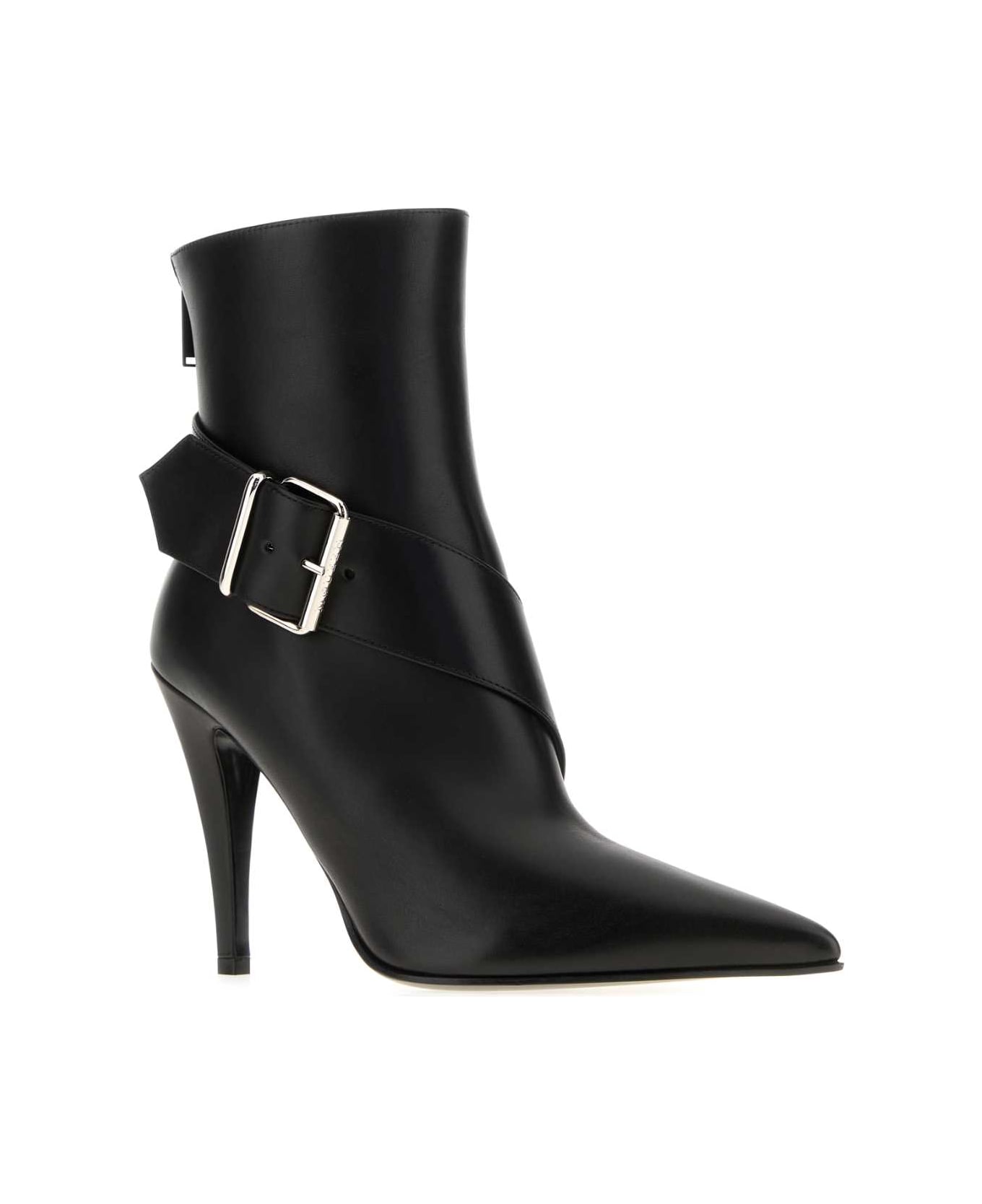 Alexander McQueen Black Leather Ankle Boots - BLACKSILVER