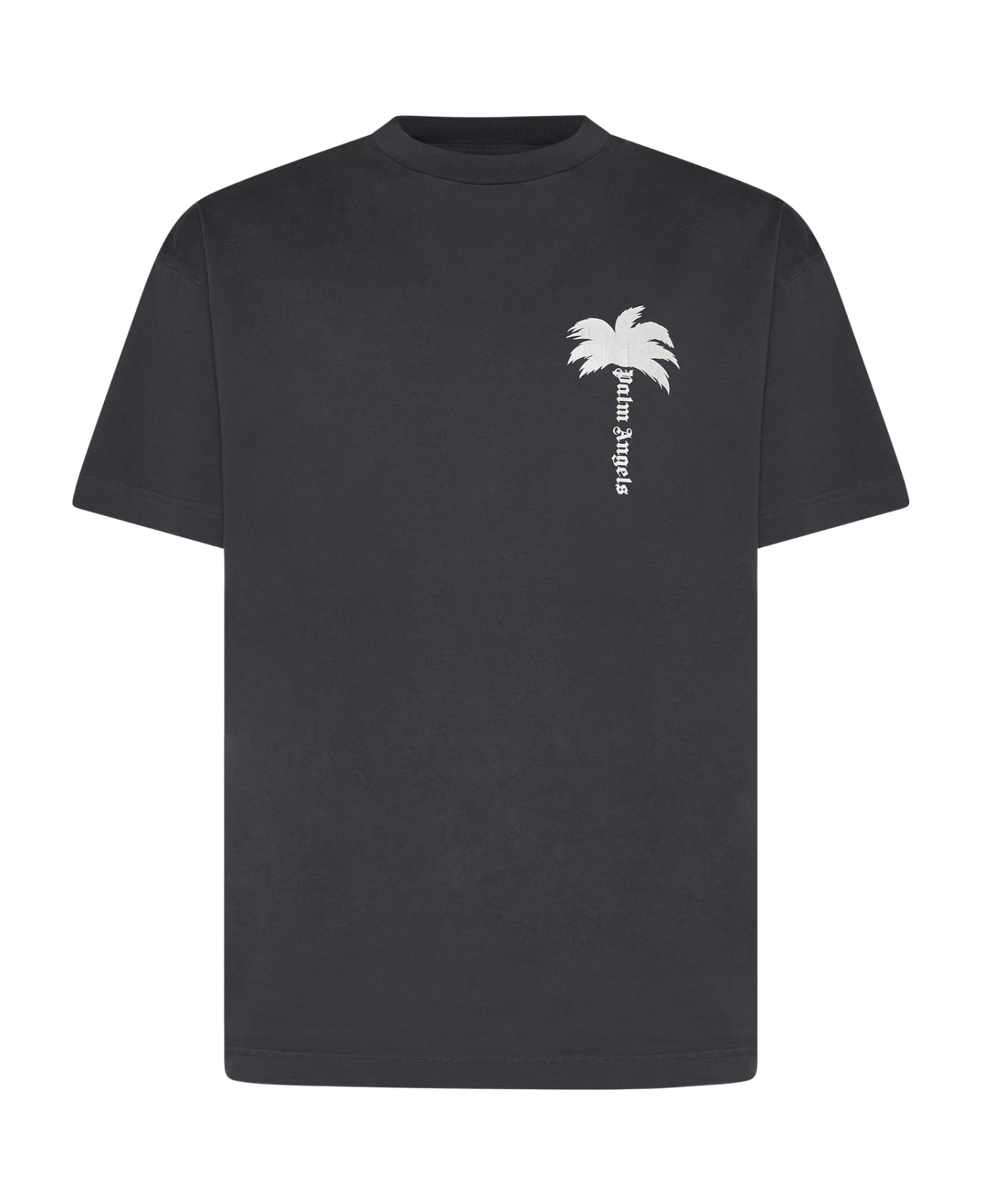 Palm Angels Gray Cotton T-shirt - Dark Grey Off White
