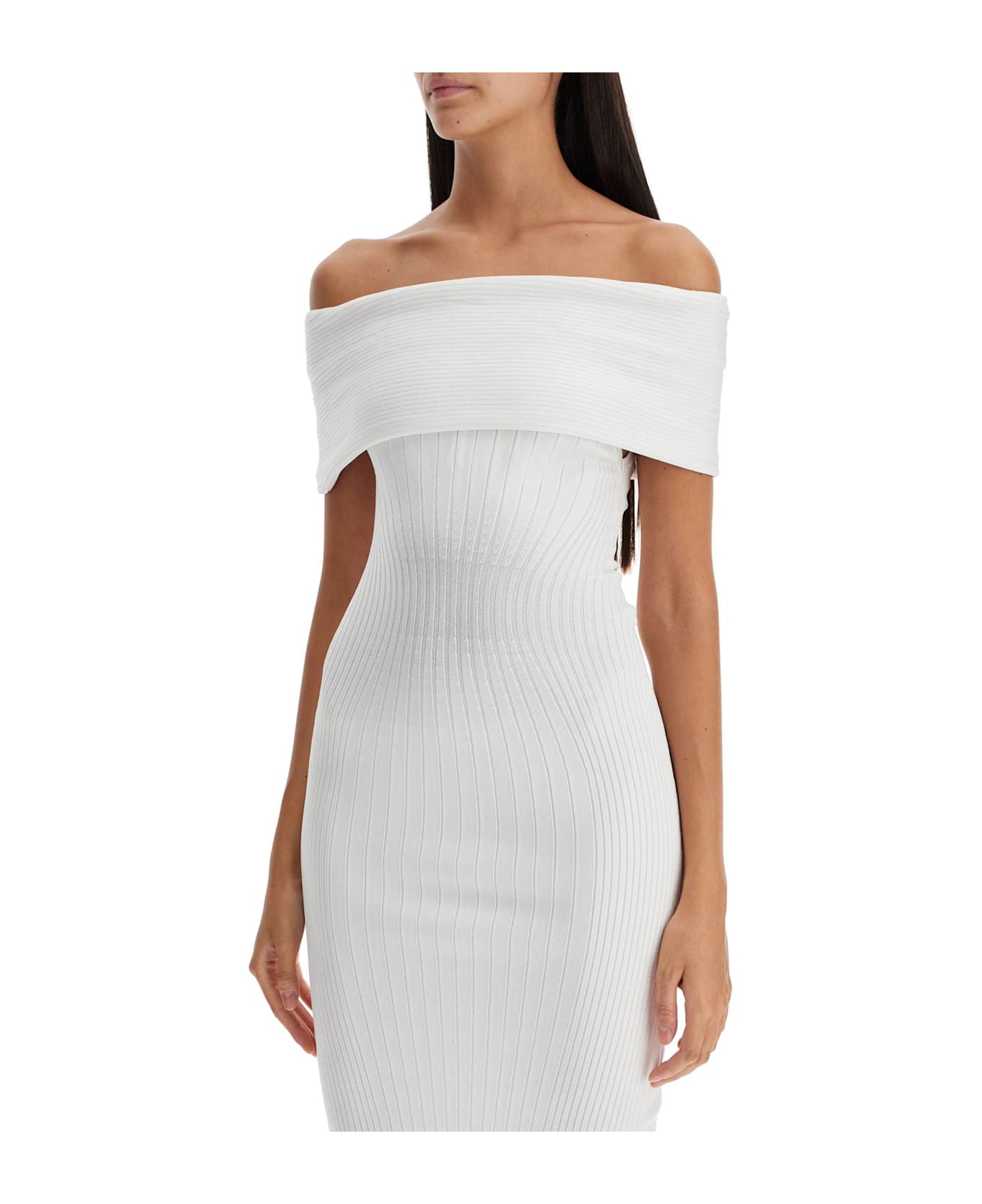 Mugler Off-shoulder Midi - OFF WHITE (White)