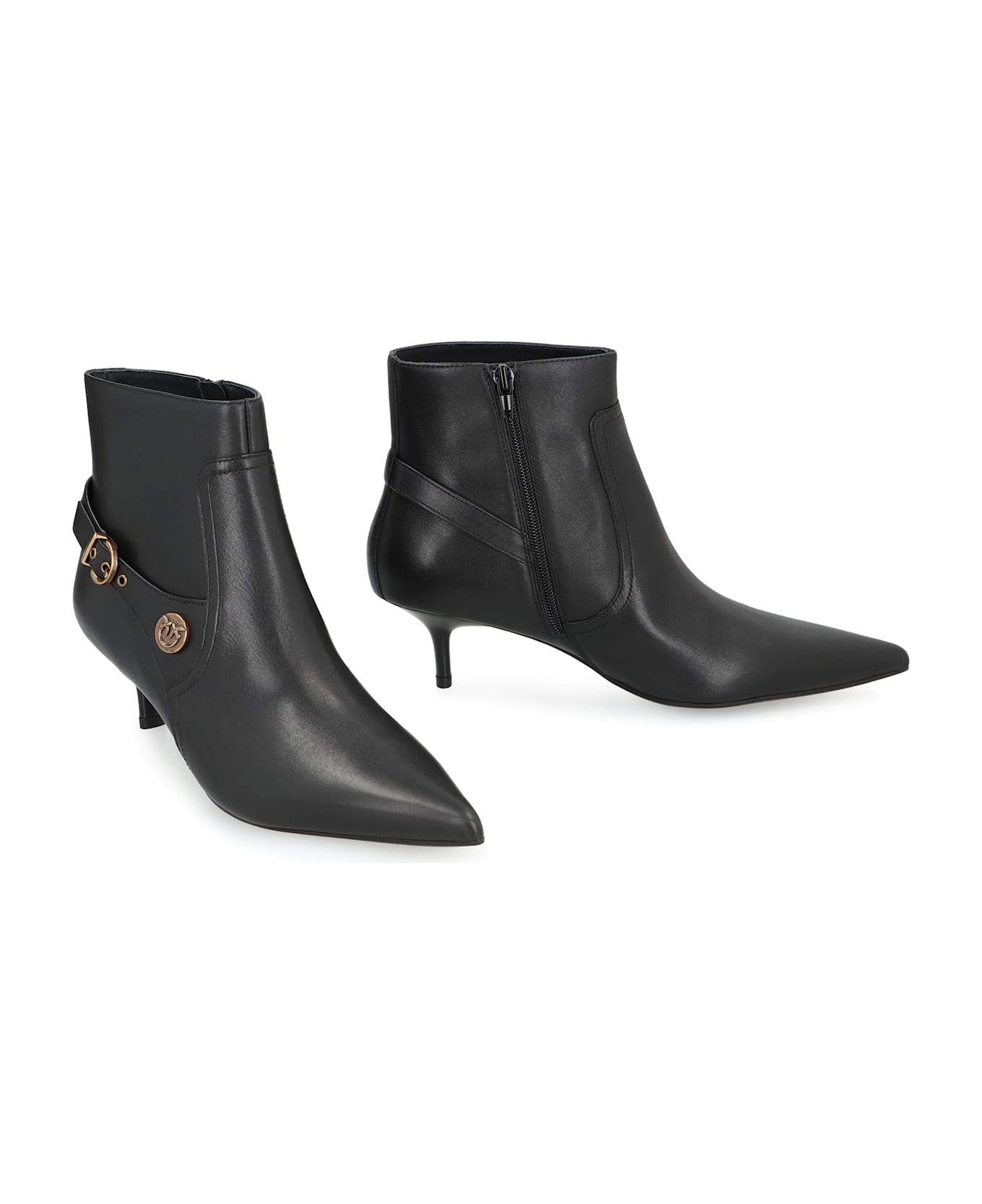 Pinko Gloria Leather Ankle Boots - black