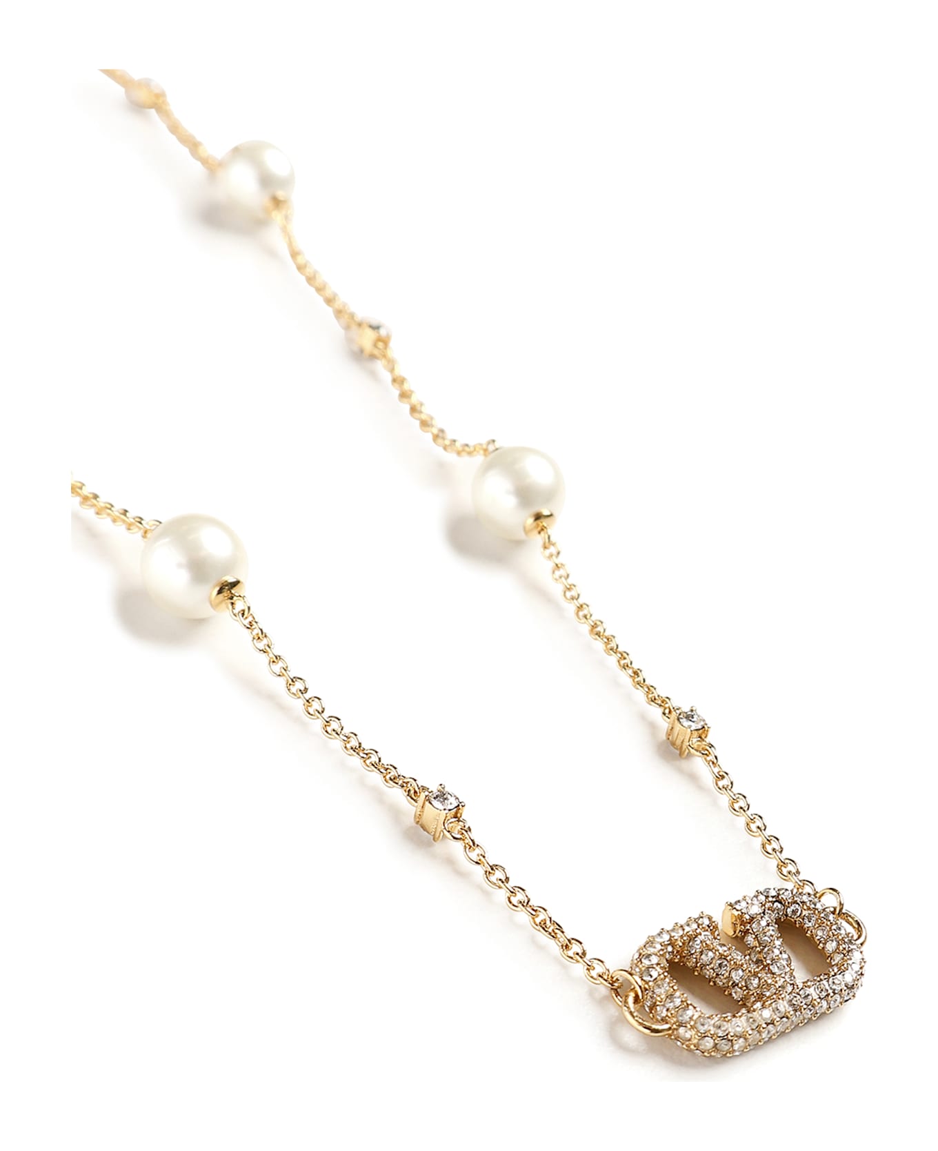 Valentino Garavani Vlogo Signature Pearl Necklace - Golden