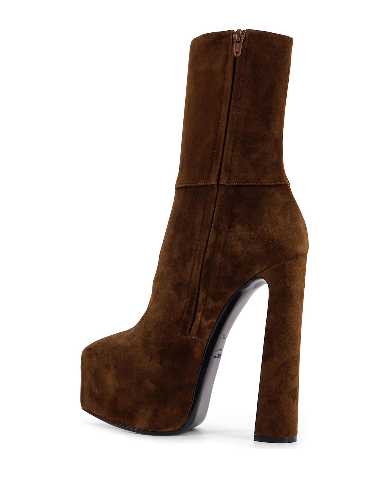 Saint Laurent Nico Suede Plateau Ankle Boots - LAND