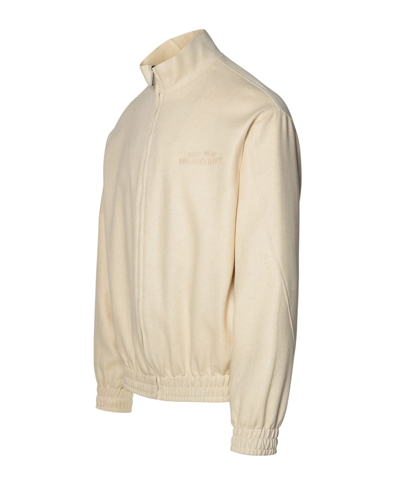 GCDS Ivory Linen Blend Jacket - White ニットウェア
