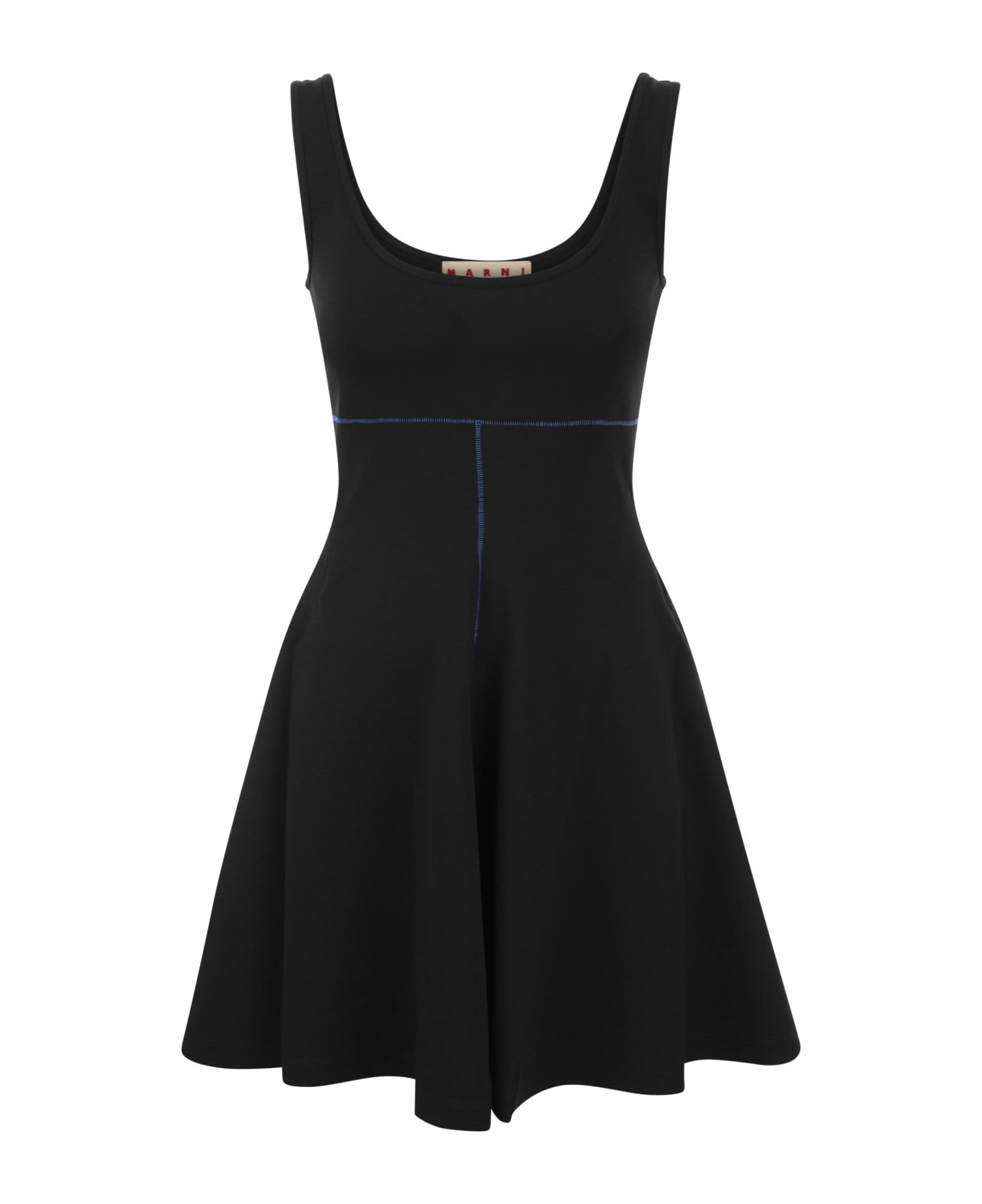 Marni Short Dress In Stretch Fabric - Black