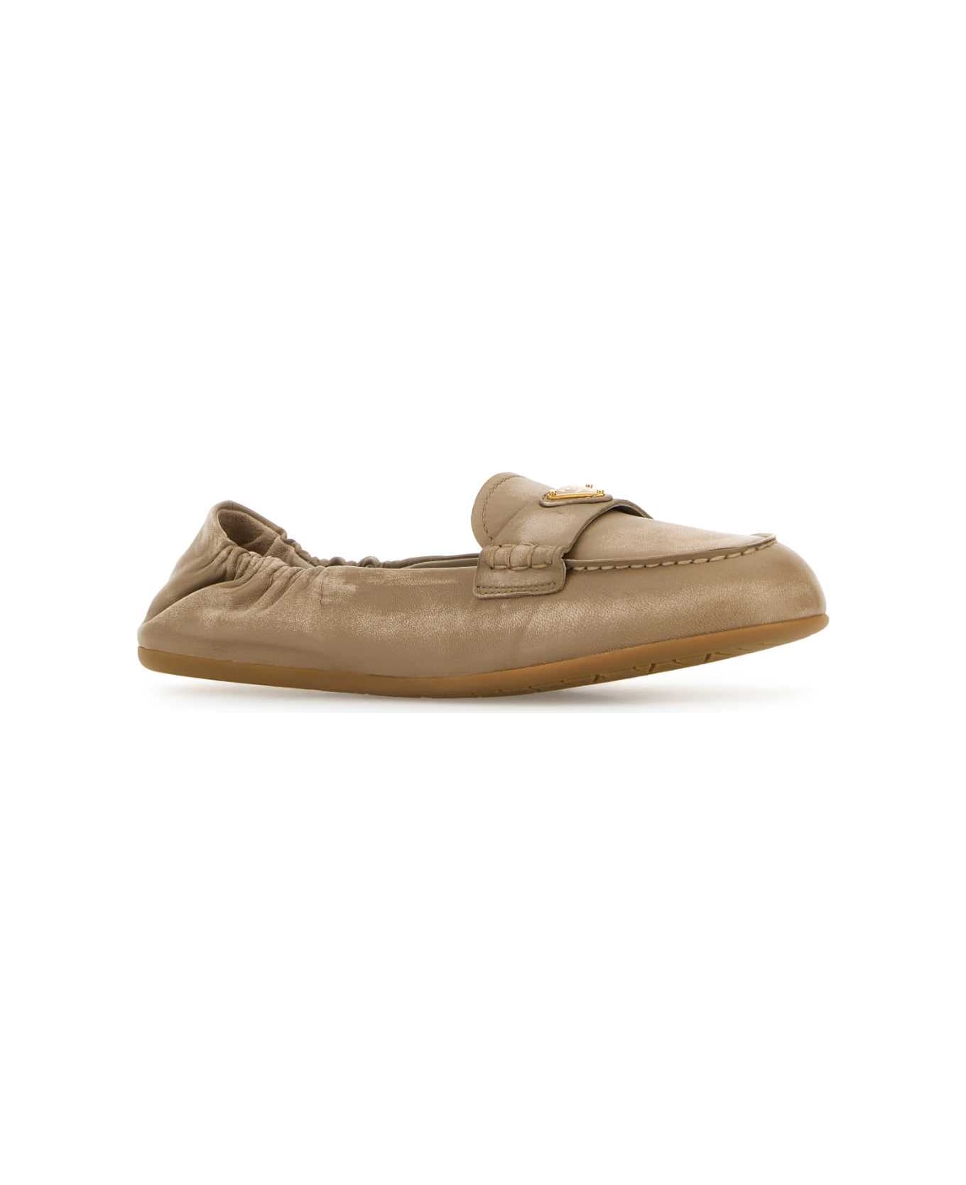 Prada Beige Nappa Leather Loafers - SABBIA