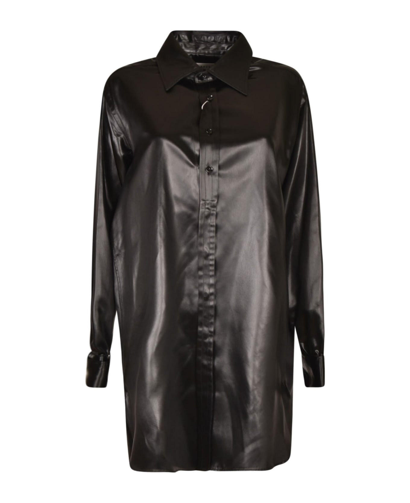 Maison Margiela Rear Logo Oversized Shiny Shirt - Black シャツ