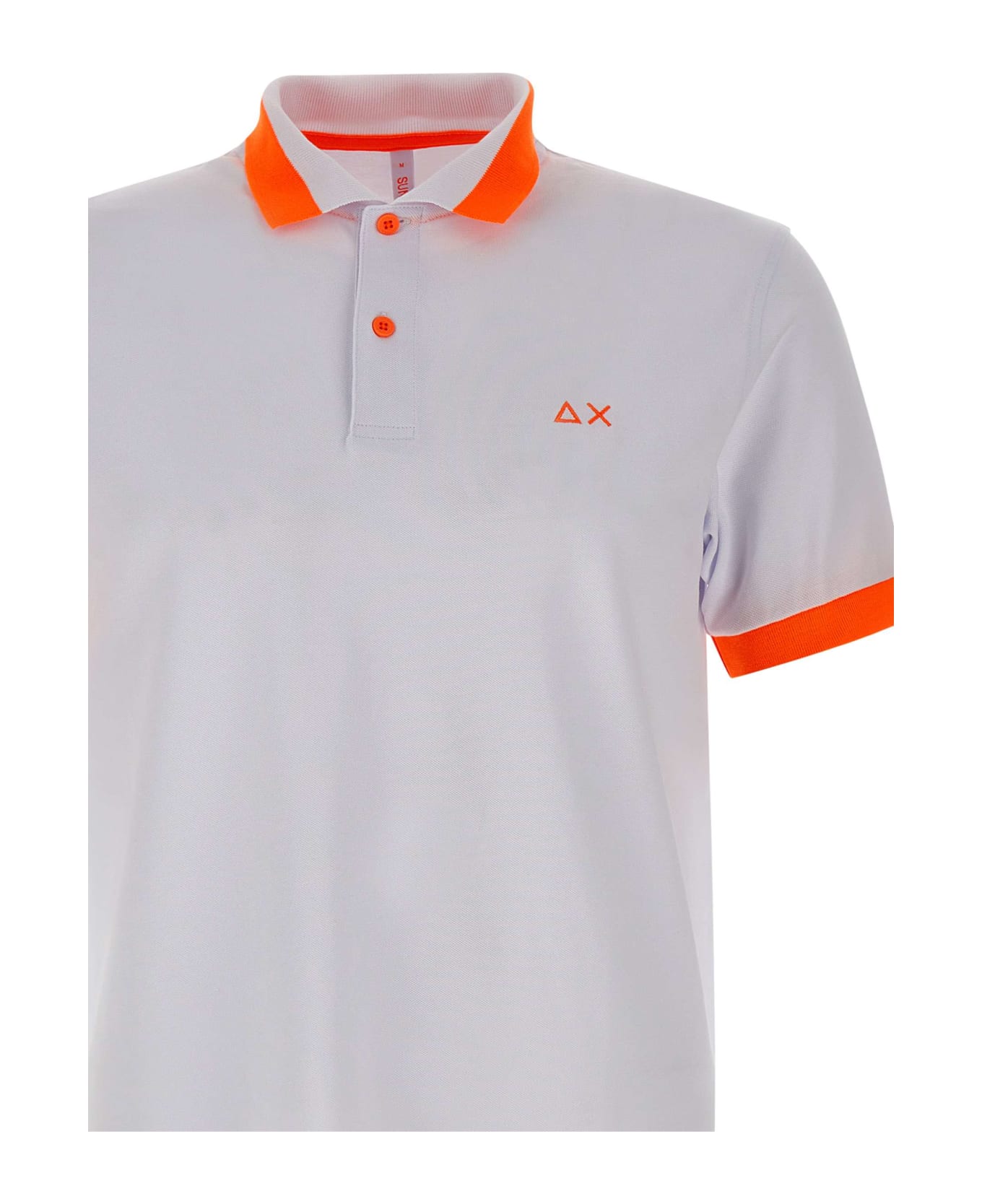 Sun 68 "big Stripe" Cotton Polo Shirt - WHITE