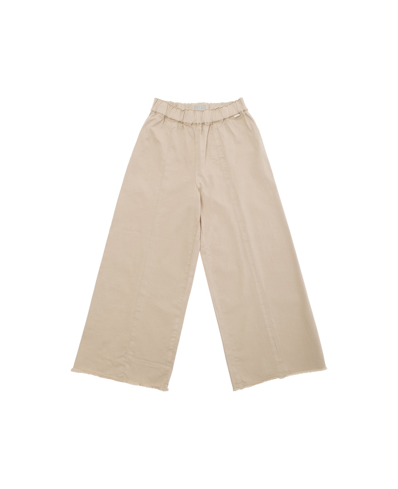 Il Gufo Beige Pants With Elastic Waistband In Stretch Cotton Girl - Beige ボトムス
