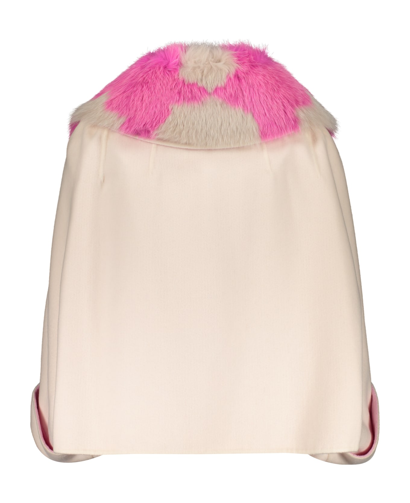 Fendi Fur Collar Cashmere Cape-coat - Pale pink