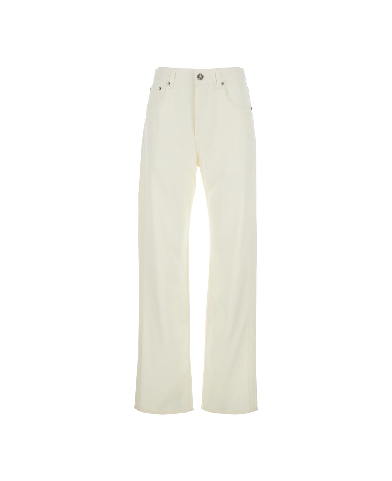 Phoebe Philo Beige Jeans With Belt Loops And Tapered Leg In Denim Woman - Beige