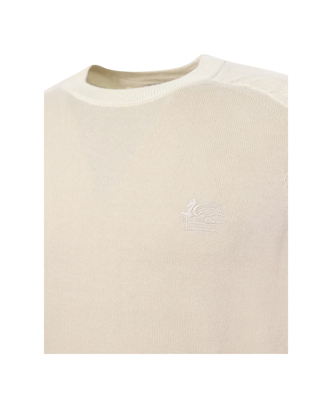 Etro Logo Embroidered Crewneck Knitted Jumper - Beige