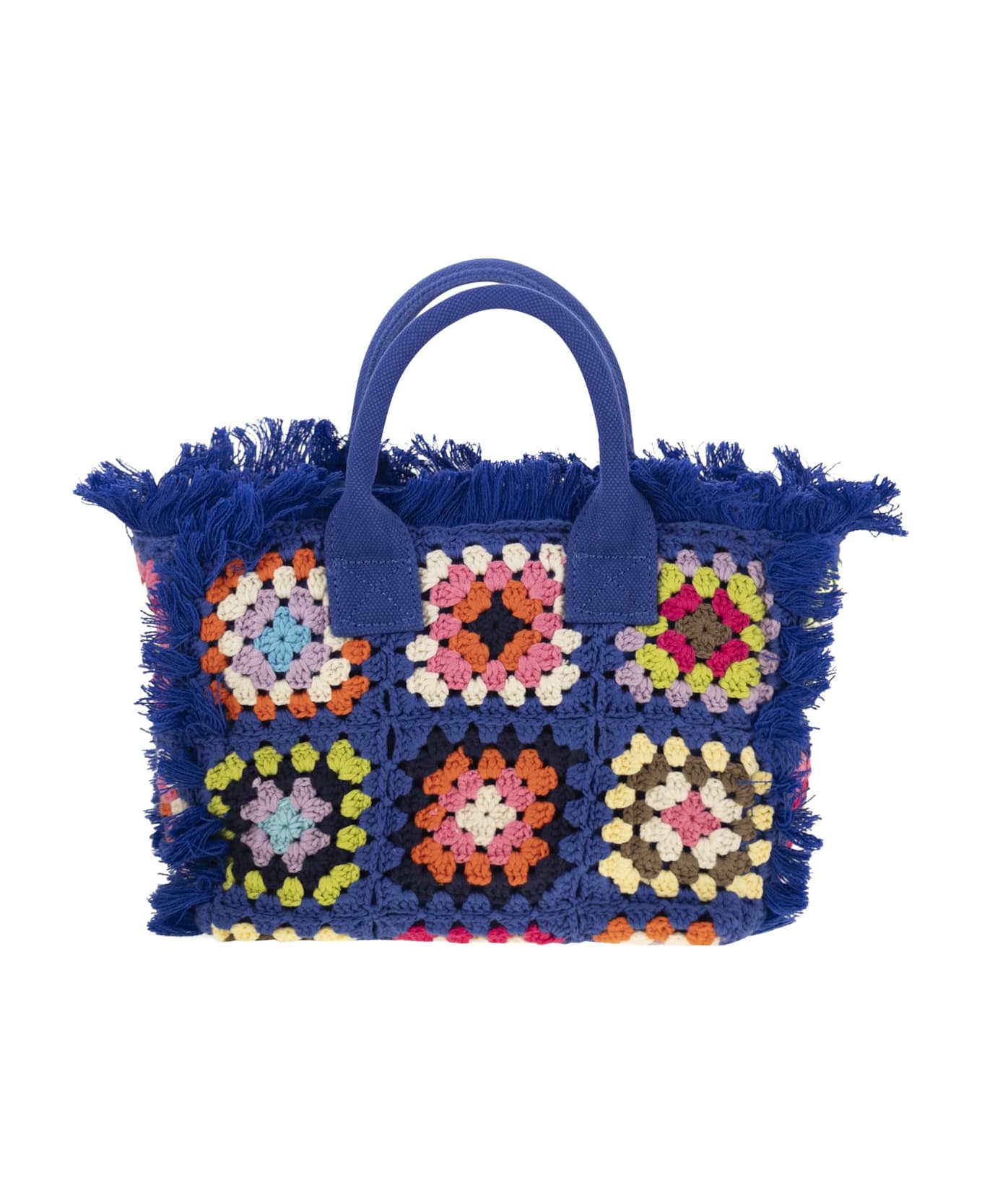 MC2 Saint Barth Colette Crochet - Handbag With Crochet Flower Patch - Bluette