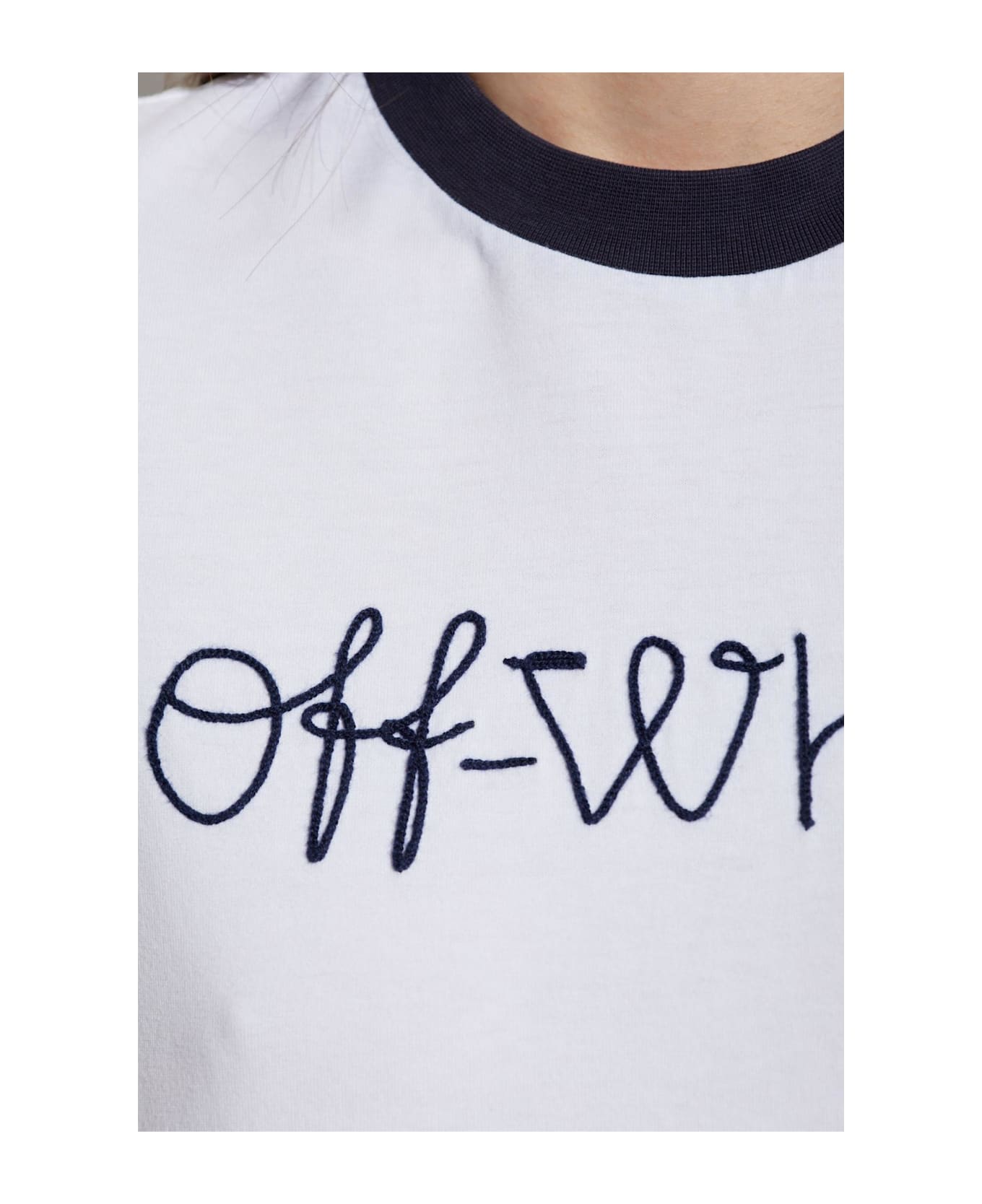 Off-White T-shirt With Logo - White E Blue Iris