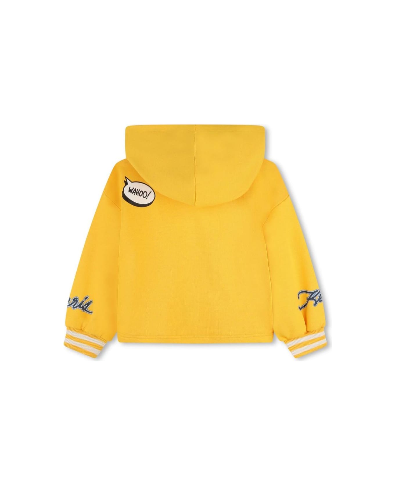 Kenzo Kids Yellow Hoodie With Tiger Patch In Cotton Blend Girl - Yellow