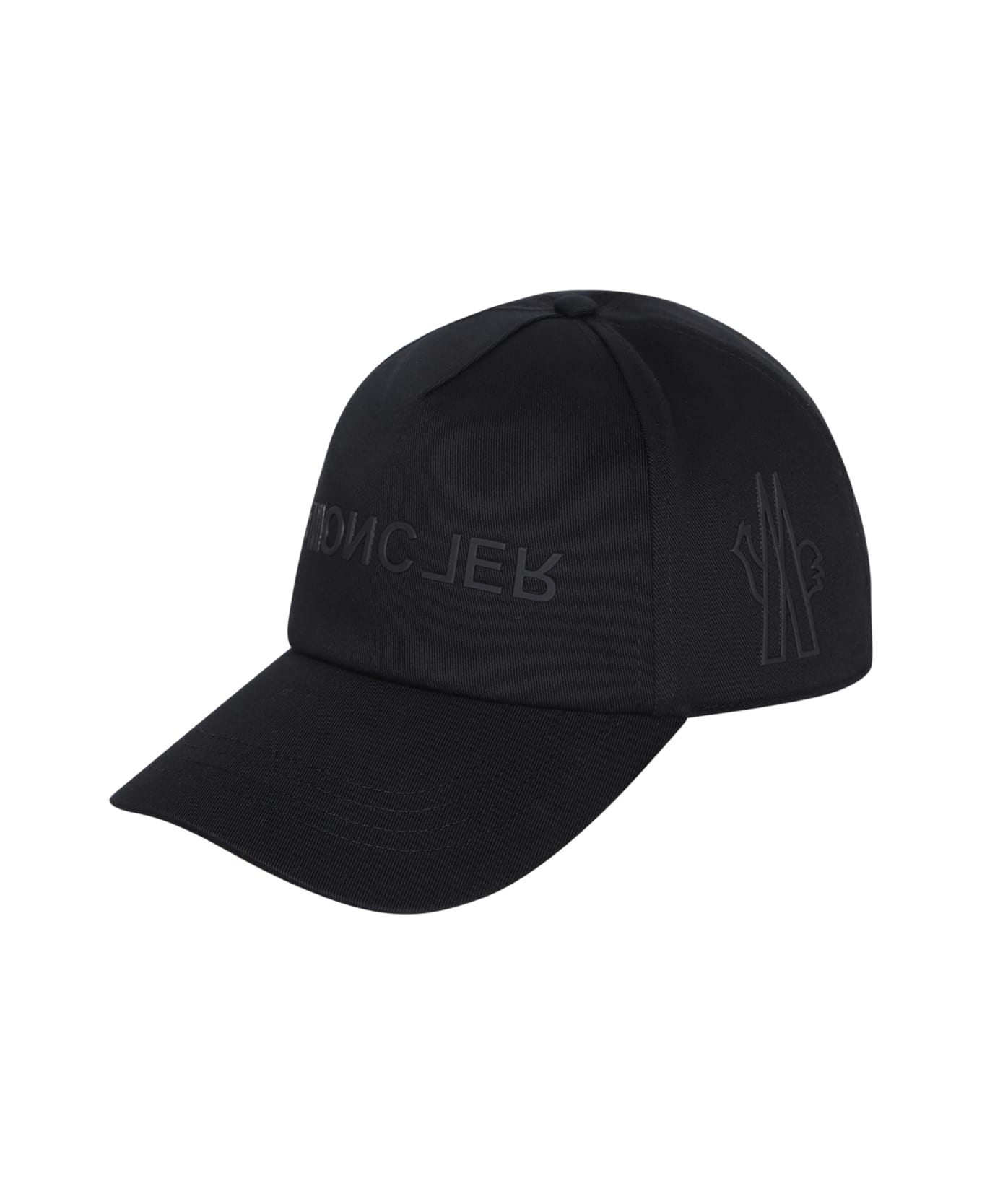 Moncler Grenoble Black Baseball Hat With Embossed Logo - Black
