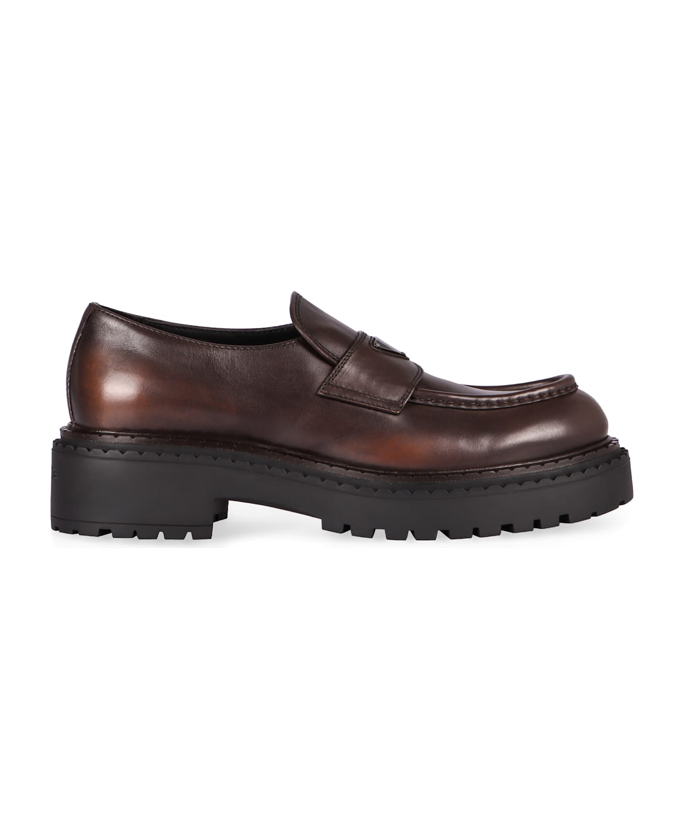 Prada Double Chocolate Leather Loafers - brown