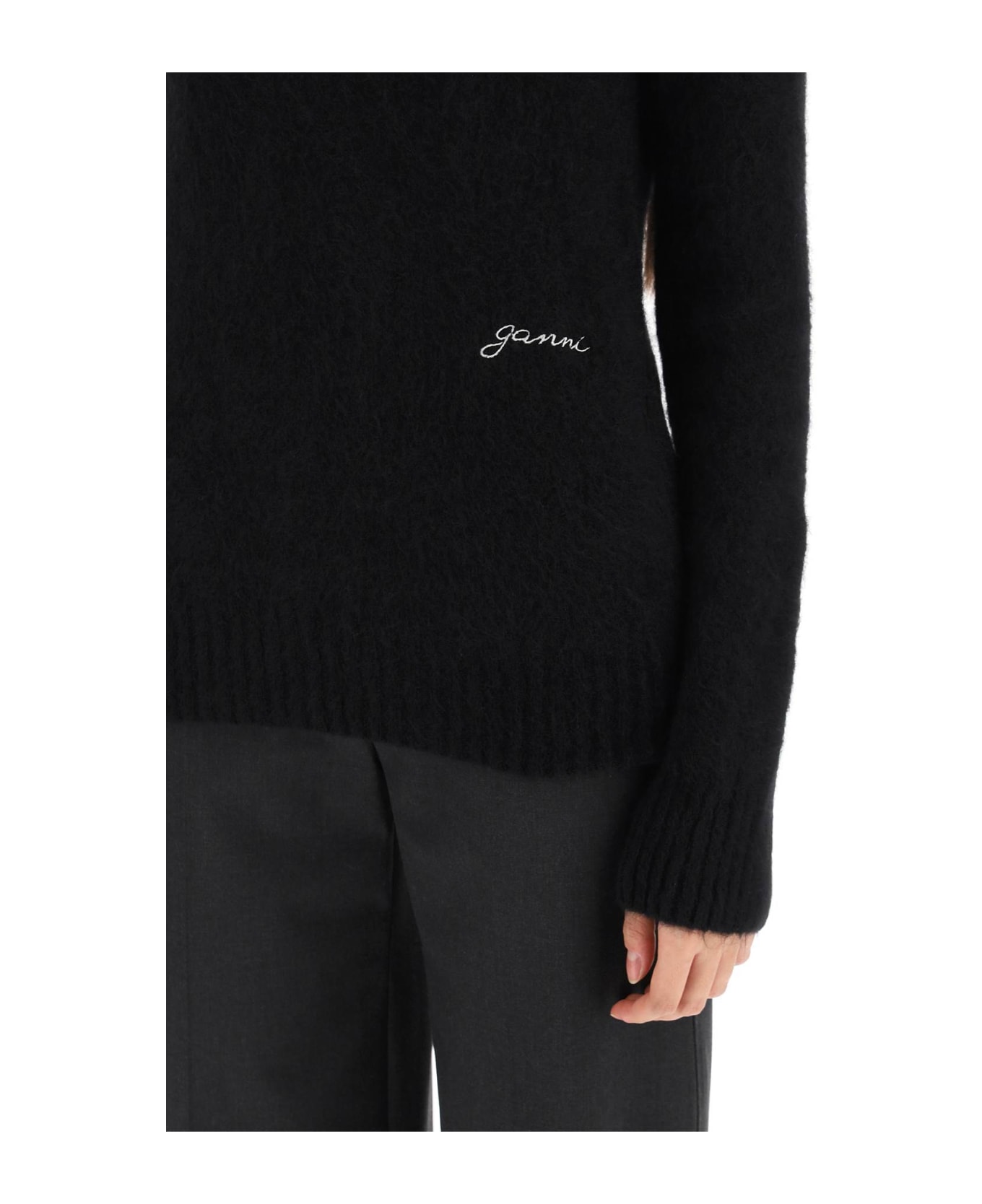 Ganni Brushed Alpaca And Wool Sweater - BLACK (Black) ニットウェア