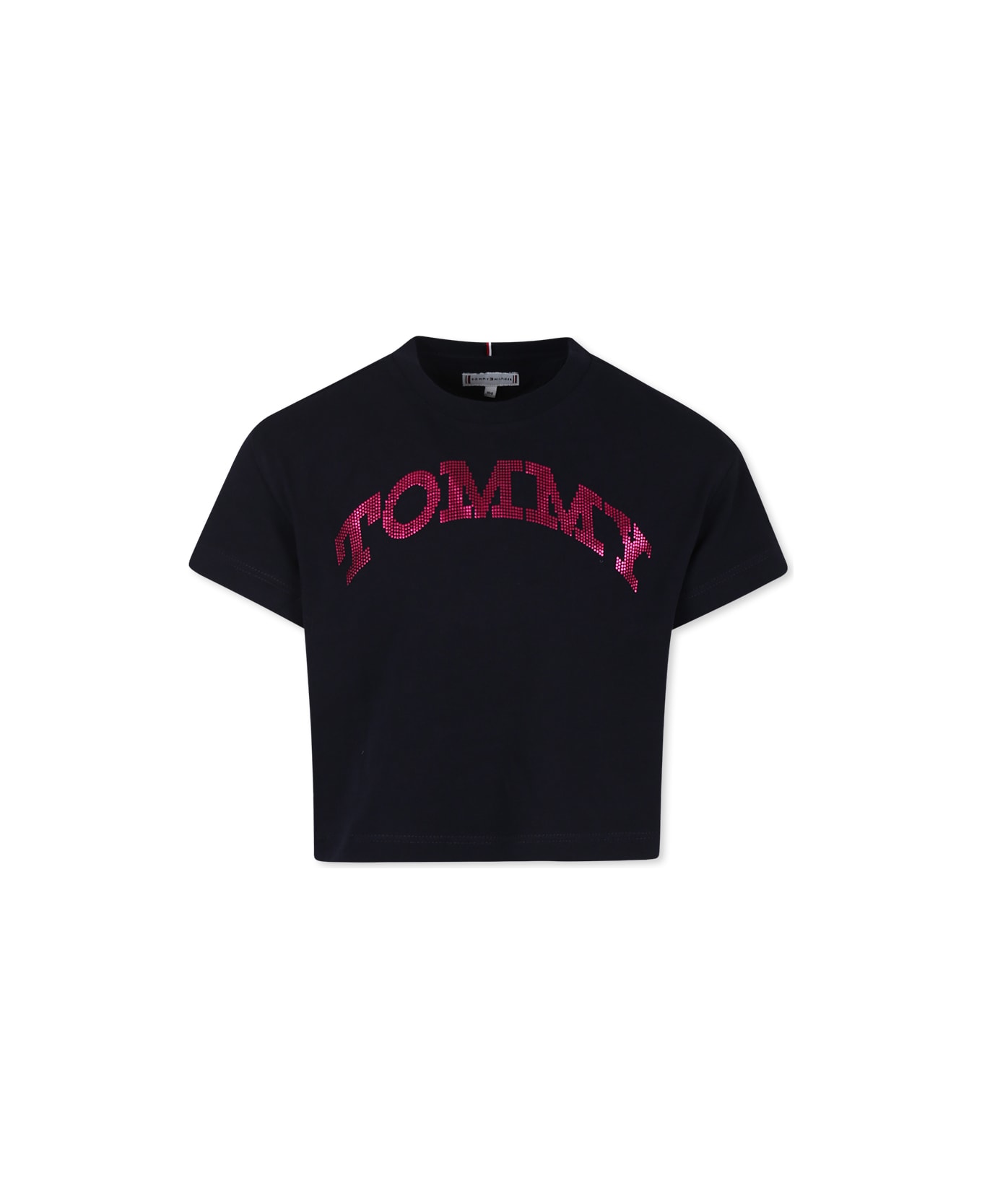 Tommy Hilfiger Blue Crop T-shirt For Girl With Logo - Blue