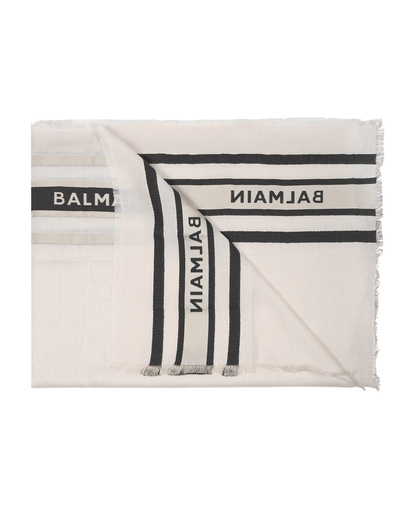 Balmain White Scarf For Kids With Logo - White