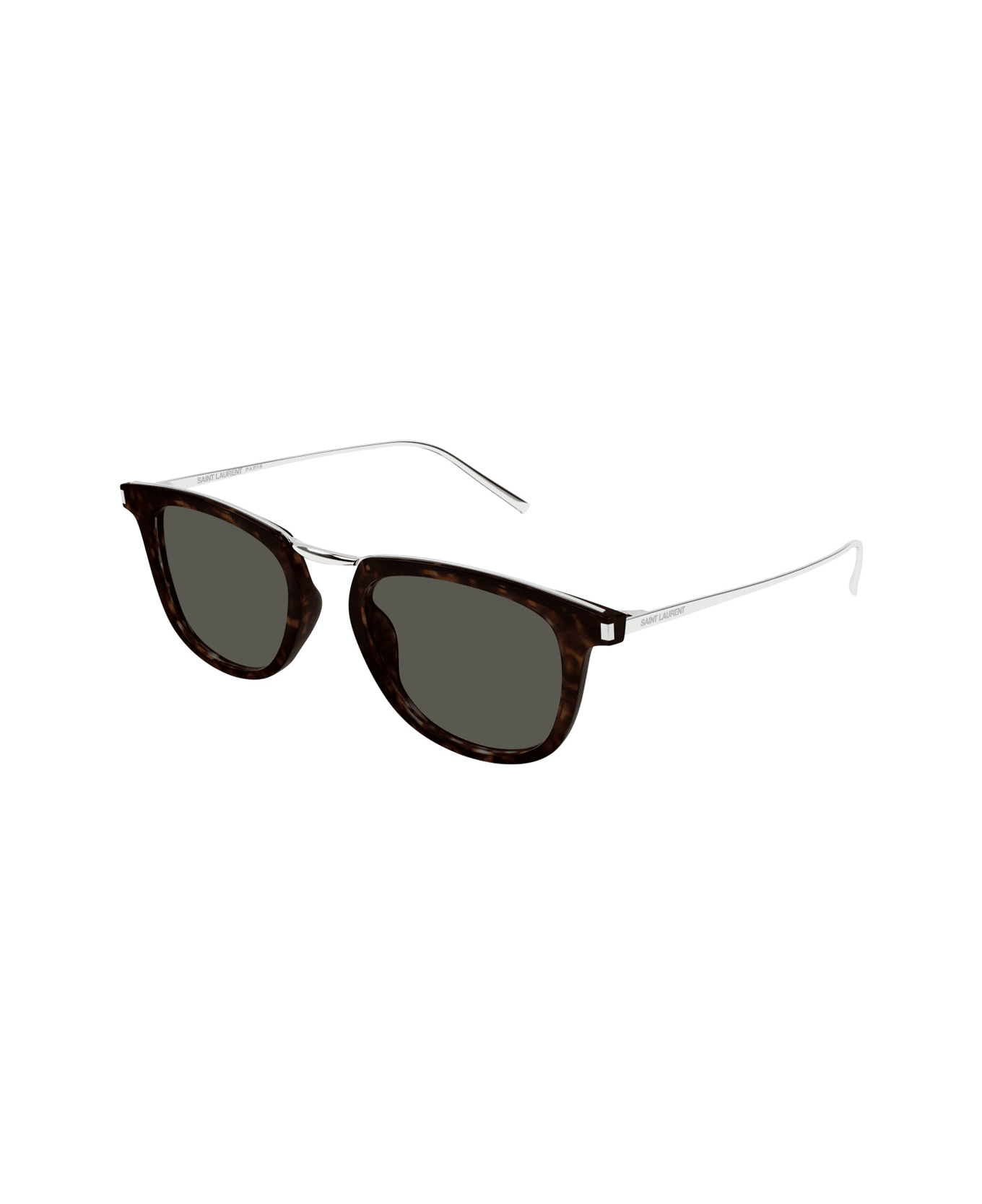 Saint Laurent Eyewear Saint Laurent Sl 753 Linea Corner Angle 002 Havana Silver Grey Sunglasses - Marrone