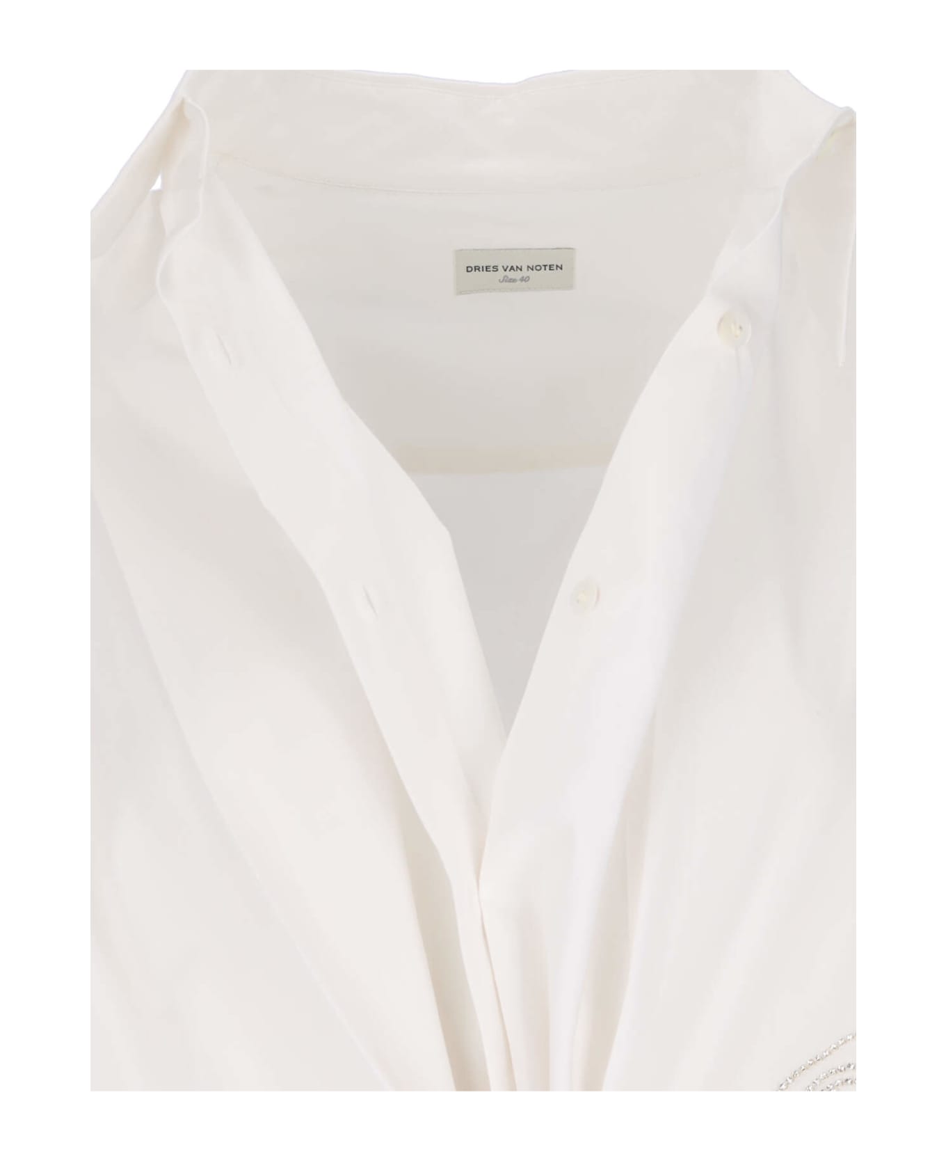 Dries Van Noten Oversized Shirt With Rhinestones - White