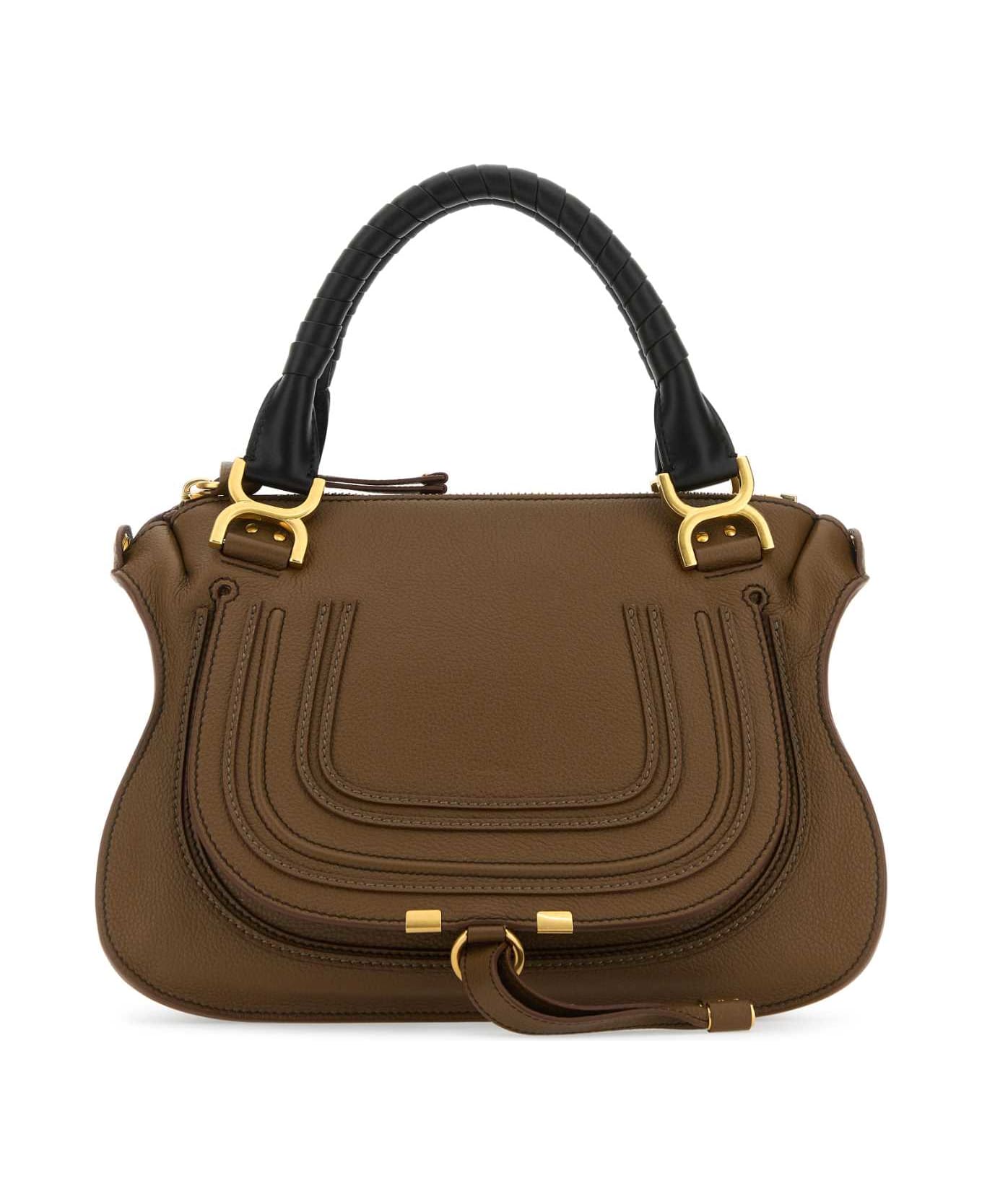 Chloé Brown Leather Small Marcie Handbag - PALMBROWN