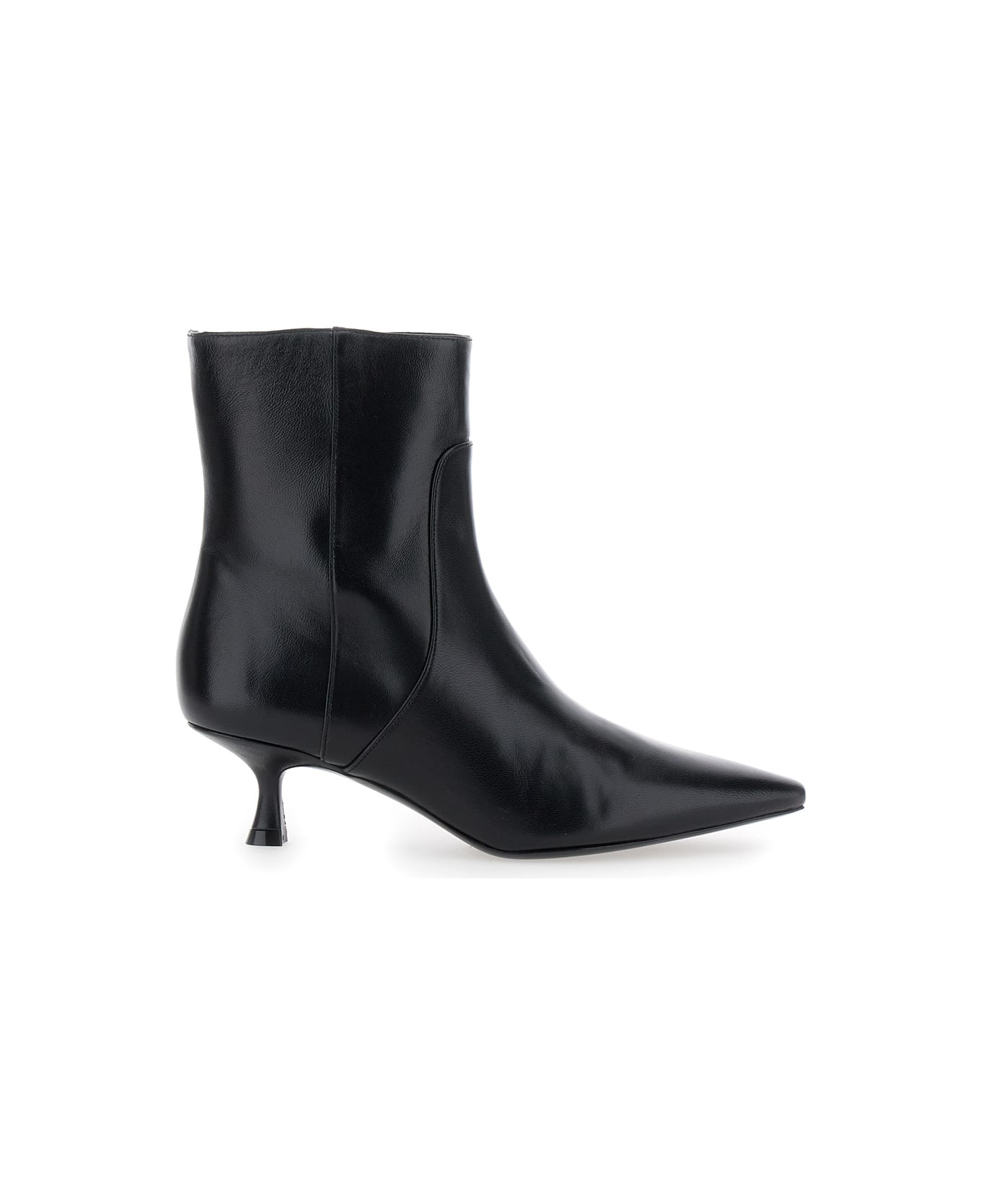 Stuart Weitzman 'naomi' Black Ankle Boots With Kitten Heel In Leather Woman - Black