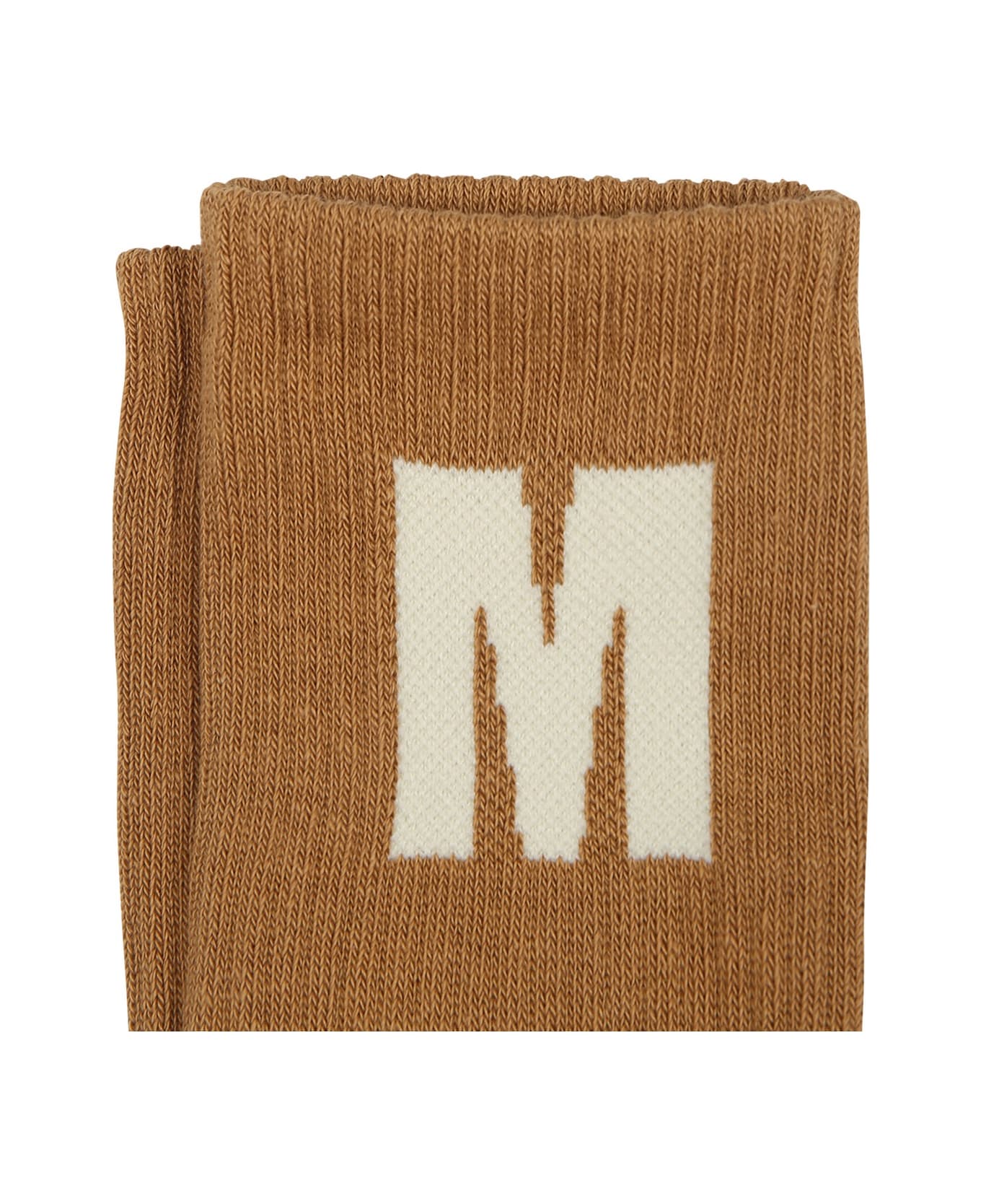 MSGM Brown Socks For Kids With Logo - Brown アンダーウェア