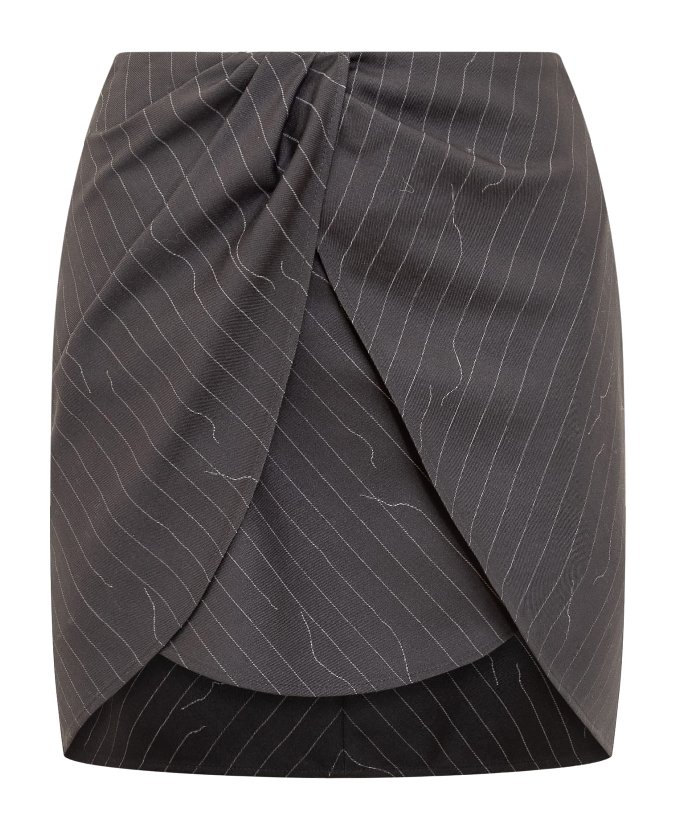 Off-White Pinstripe Twist Skirt - Grey