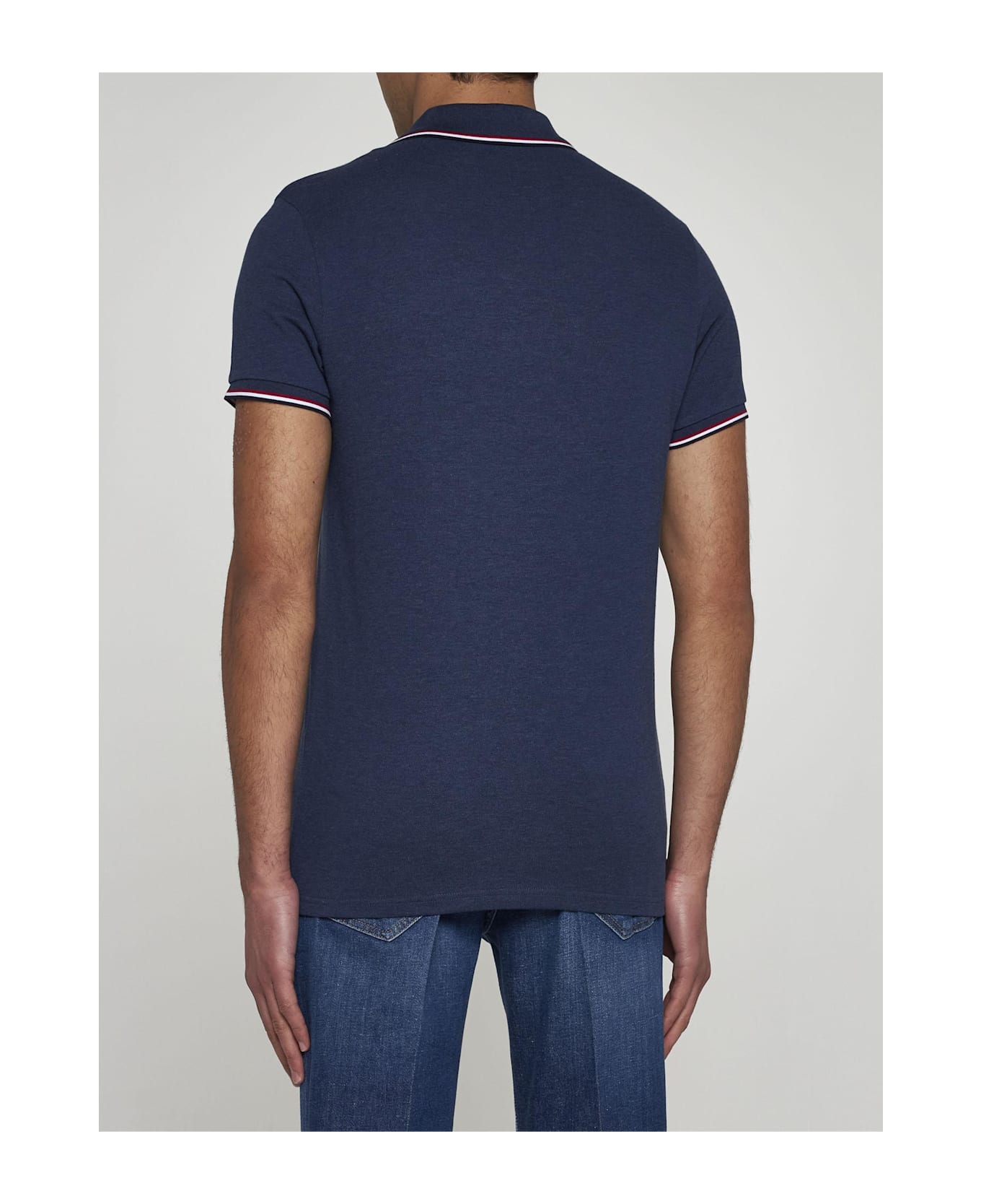 Moncler Logo-patch Cotton Polo Shirt - MULTICOLOUR