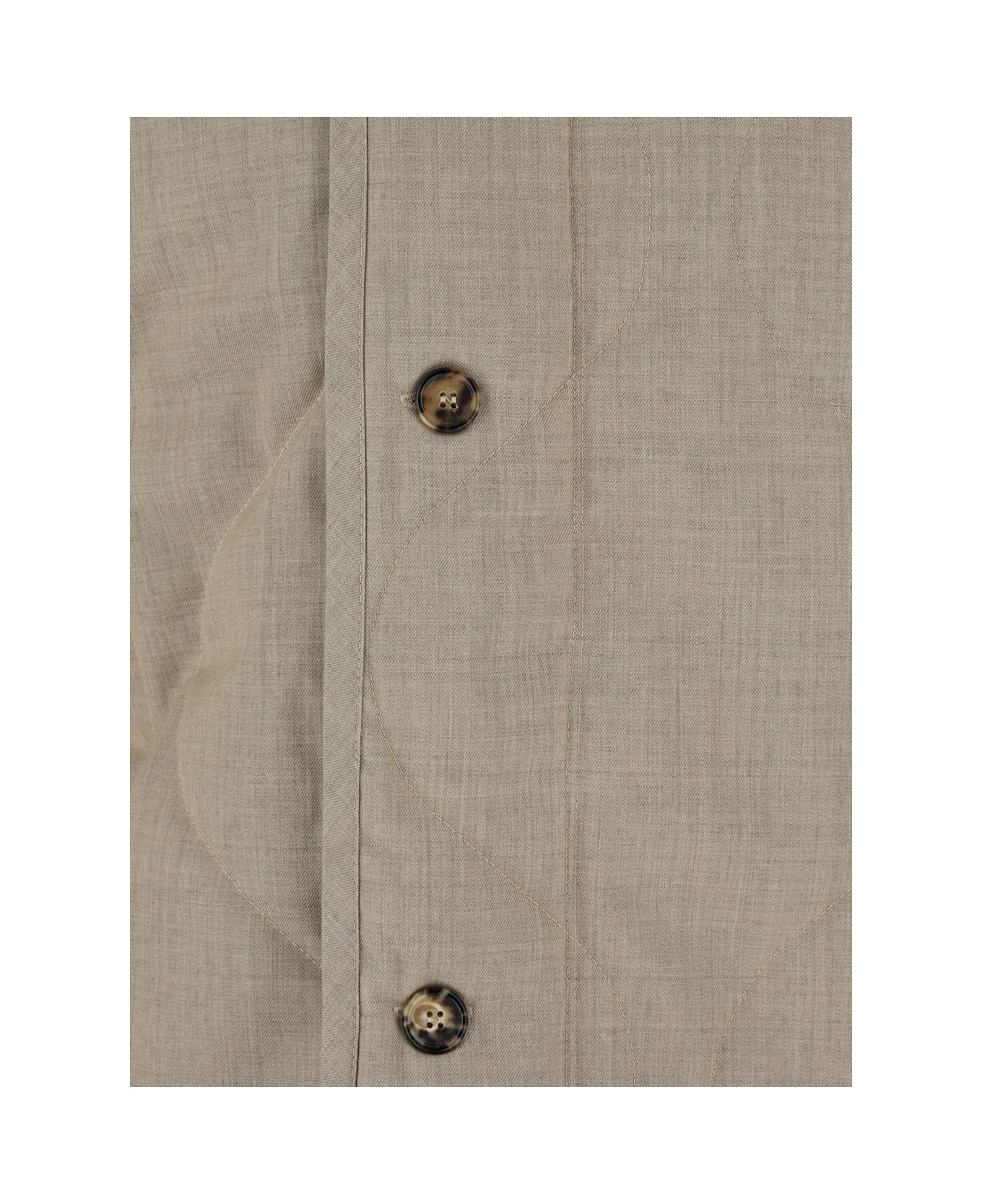 J.W. Anderson Beige Crewneck Jacket With Quilted Design On The Front And Logo Embroidery On The Rear In Fabric Man - BEIGE