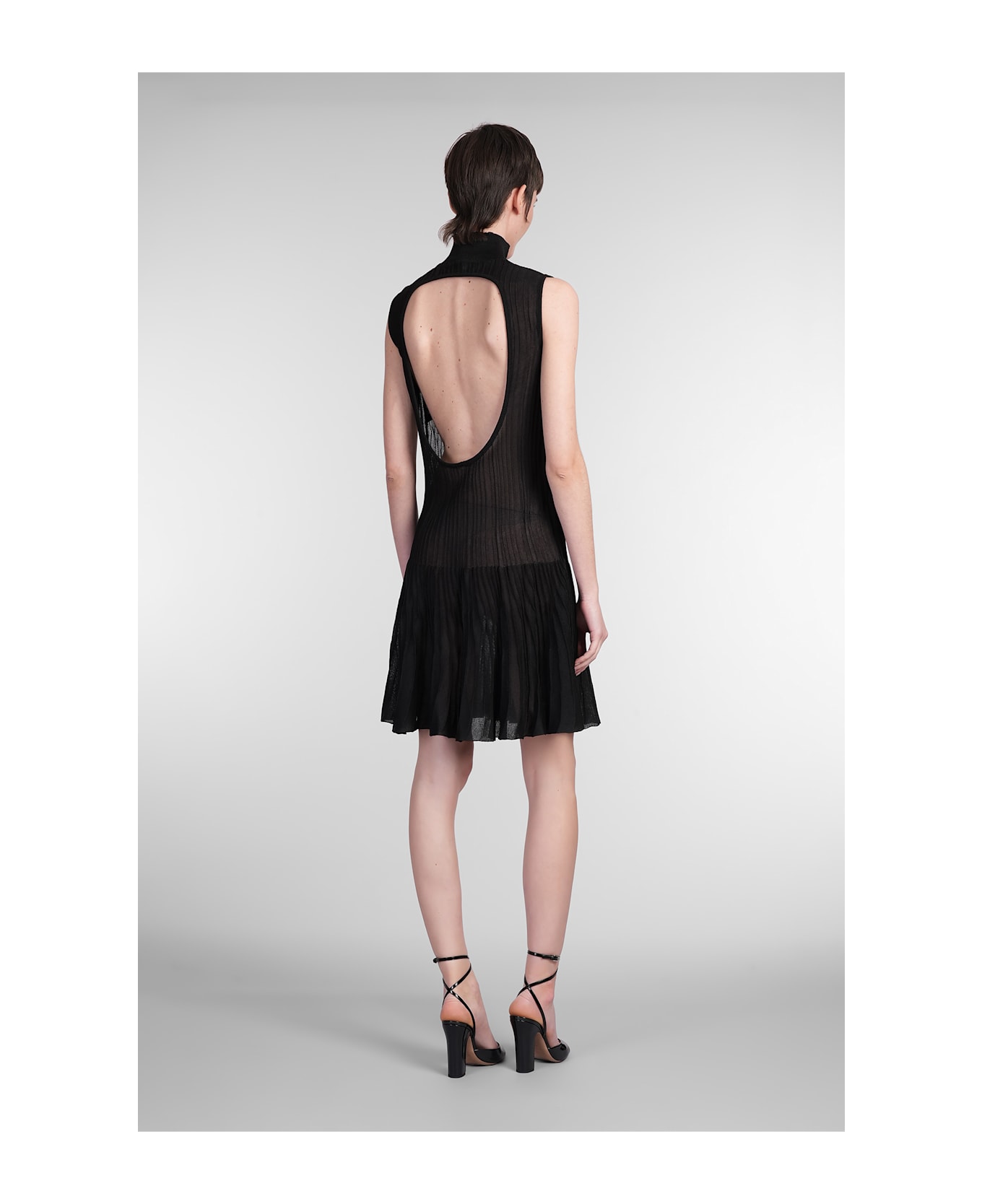ANDREĀDAMO Mini Dress In Black Viscose - black