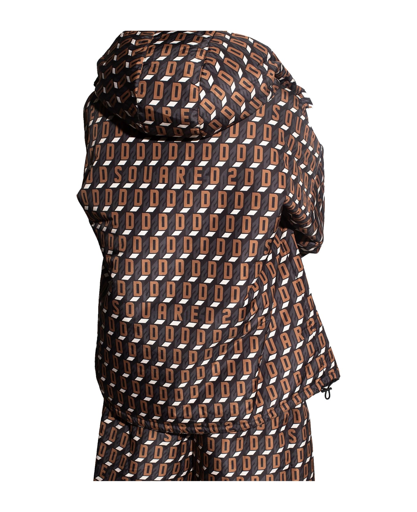 Dsquared2 All Over Print Hooded Jacket - Brown