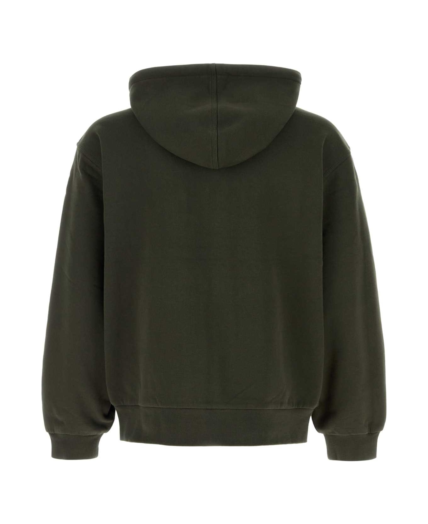 Carhartt Olive Green Cotton Blend Active Sweat Jacket - OLIVESTONEWASHED 4906