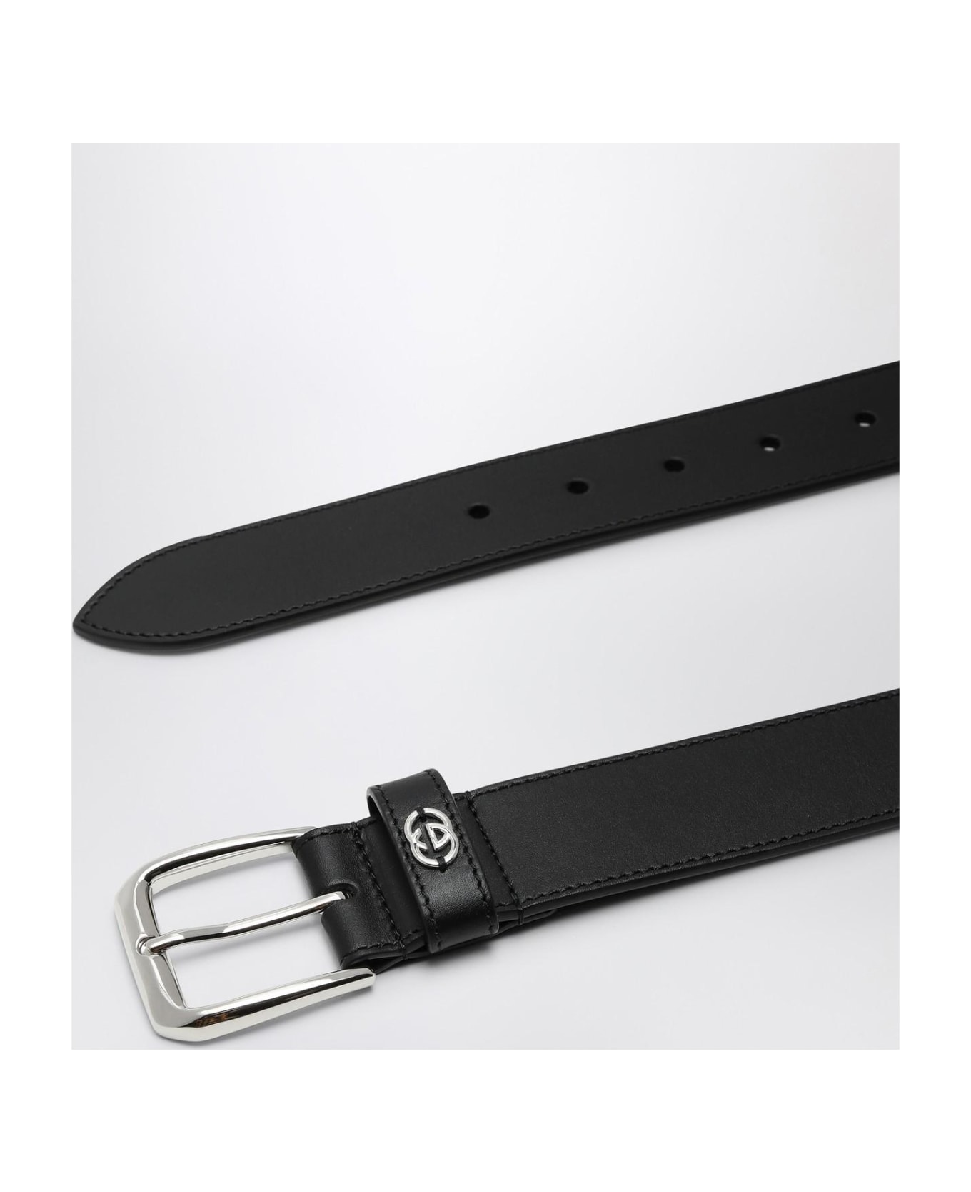 Gucci Black Leather Belt With Gg Crossover Detail - Black