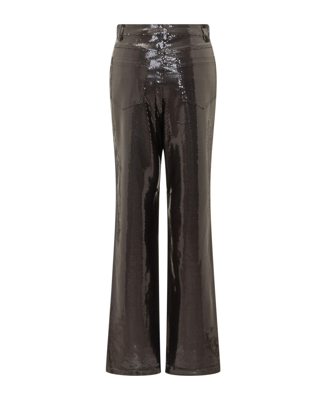 Rotate by Birger Christensen Foil Jersey Straight Pants - BLACK