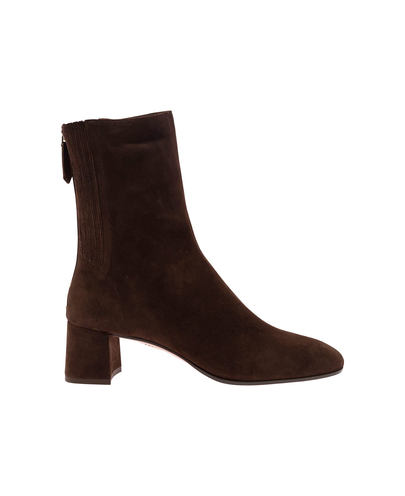 Aquazzura 'saint Honorè' Brown Bootie With Block Heel In Suede Woman - ESPRESSO